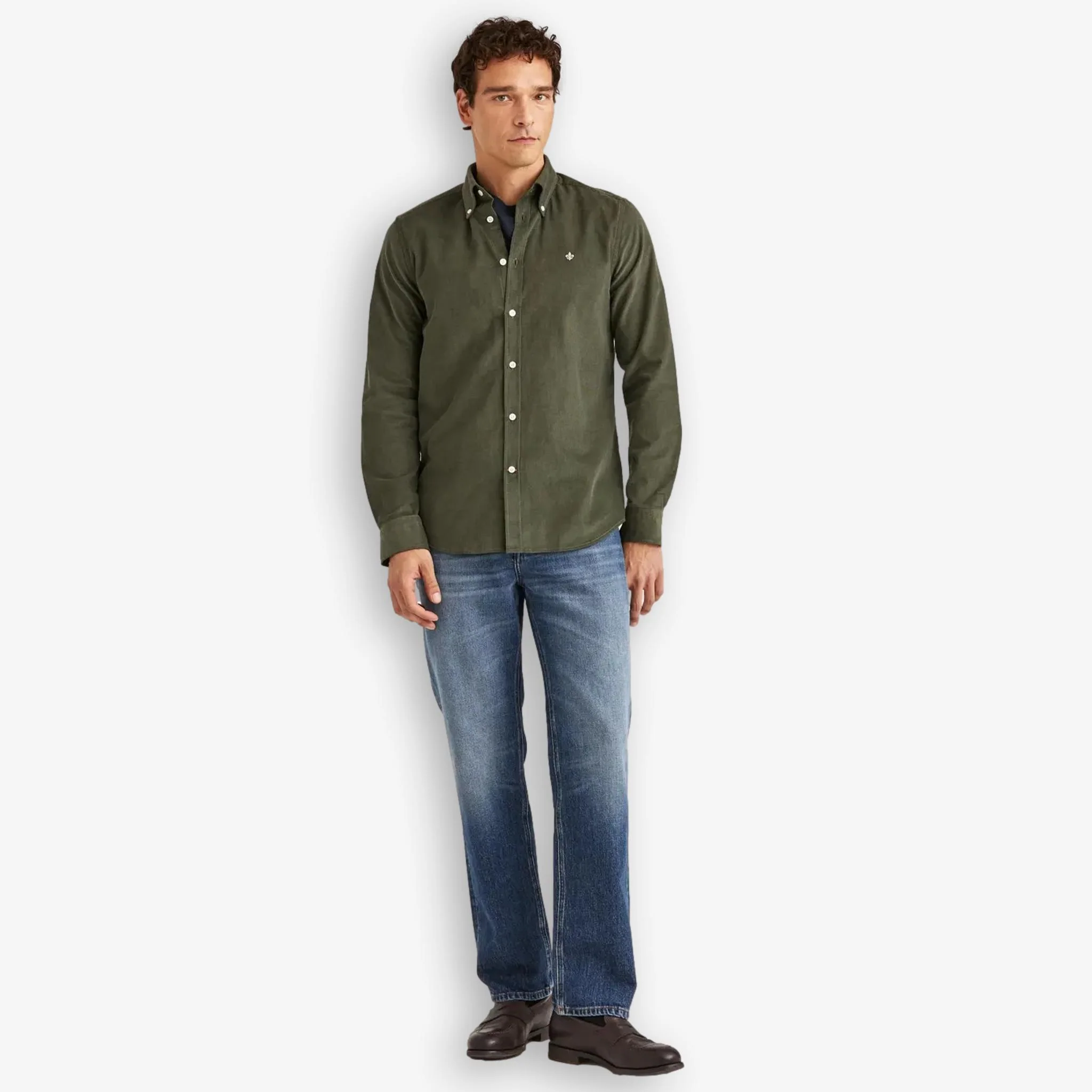 Douglas Corduroy Shirt Olive - Image 4