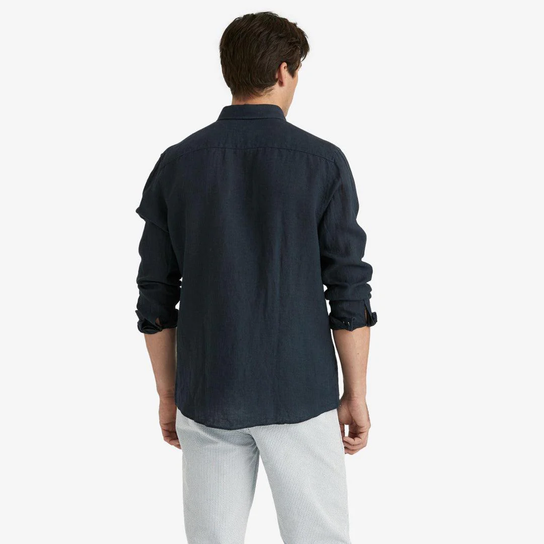 Douglas Linen Shirt Navy - Image 3