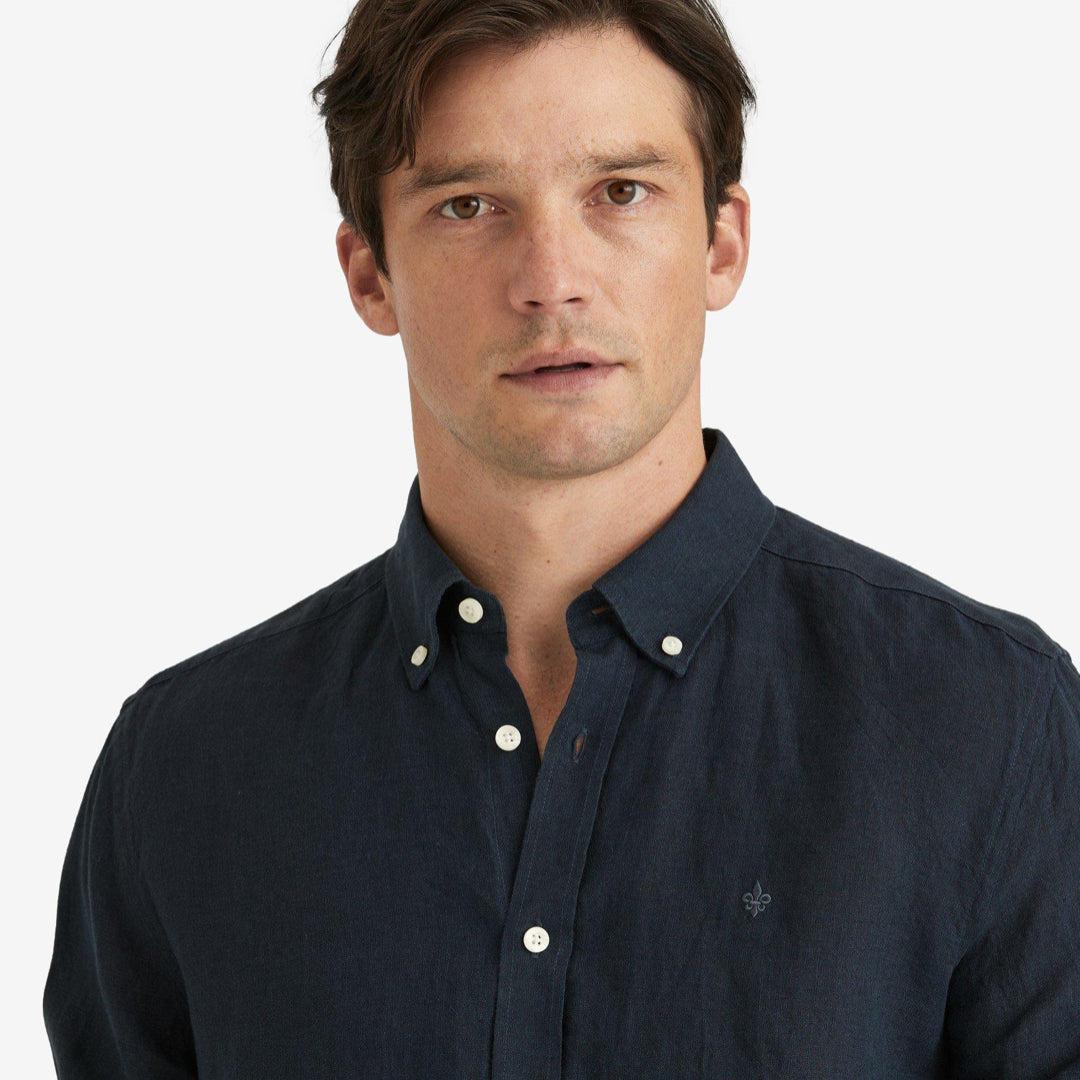 Douglas Linen Shirt Navy - Image 4