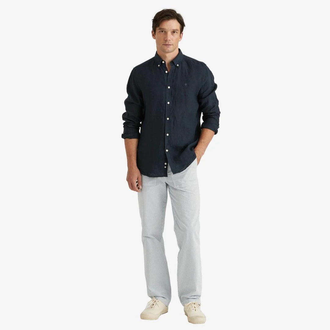 Douglas Linen Shirt Navy - Image 5