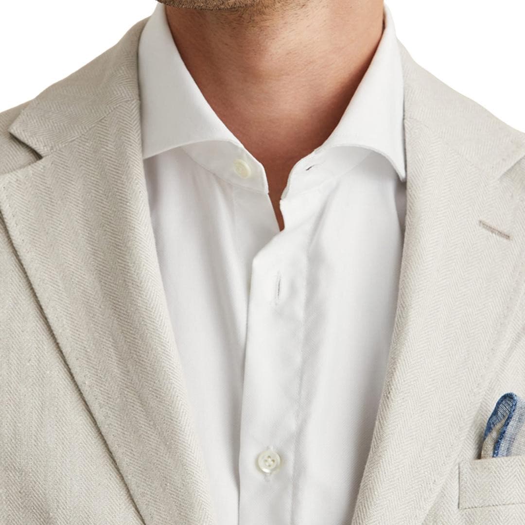 Keith Herringbone Linen Blazer Khaki - Image 3