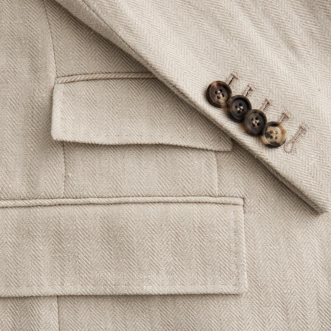 Keith Herringbone Linen Blazer Khaki - Image 6