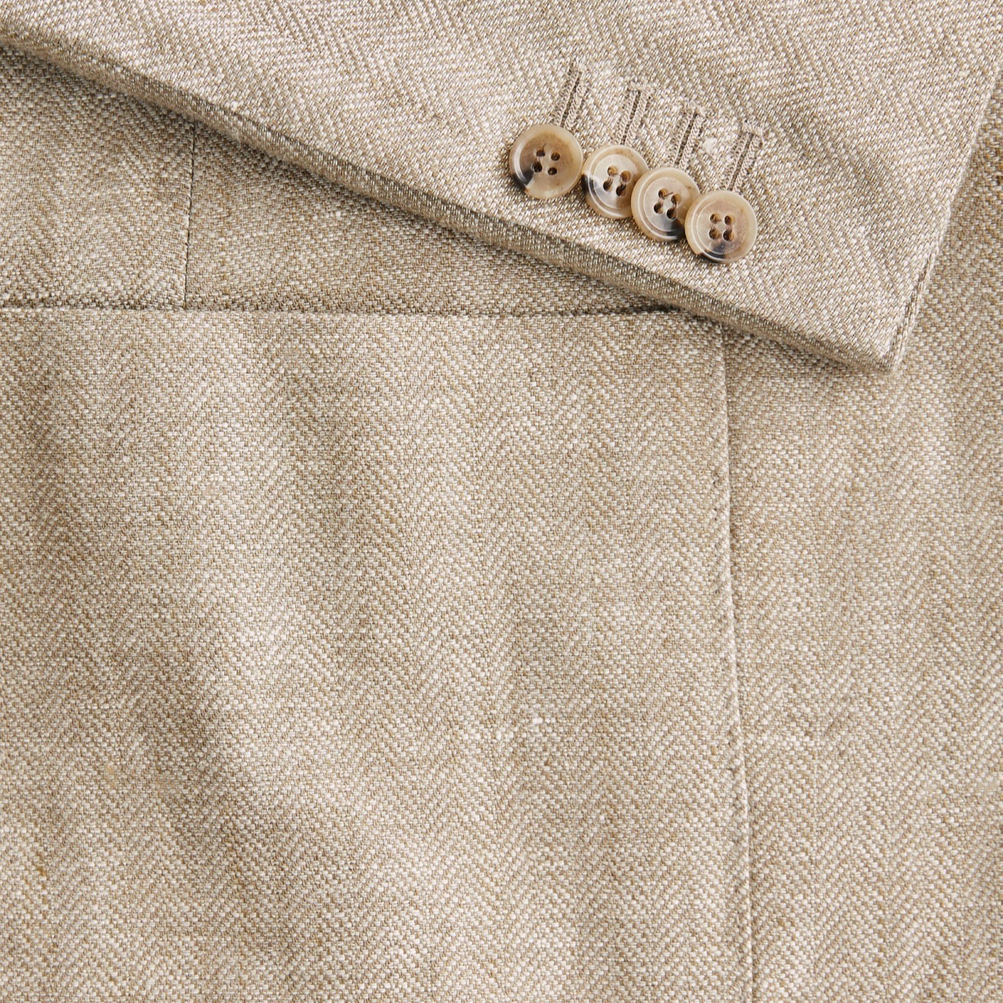 Linen Herringbone Jacket Khaki - Image 5