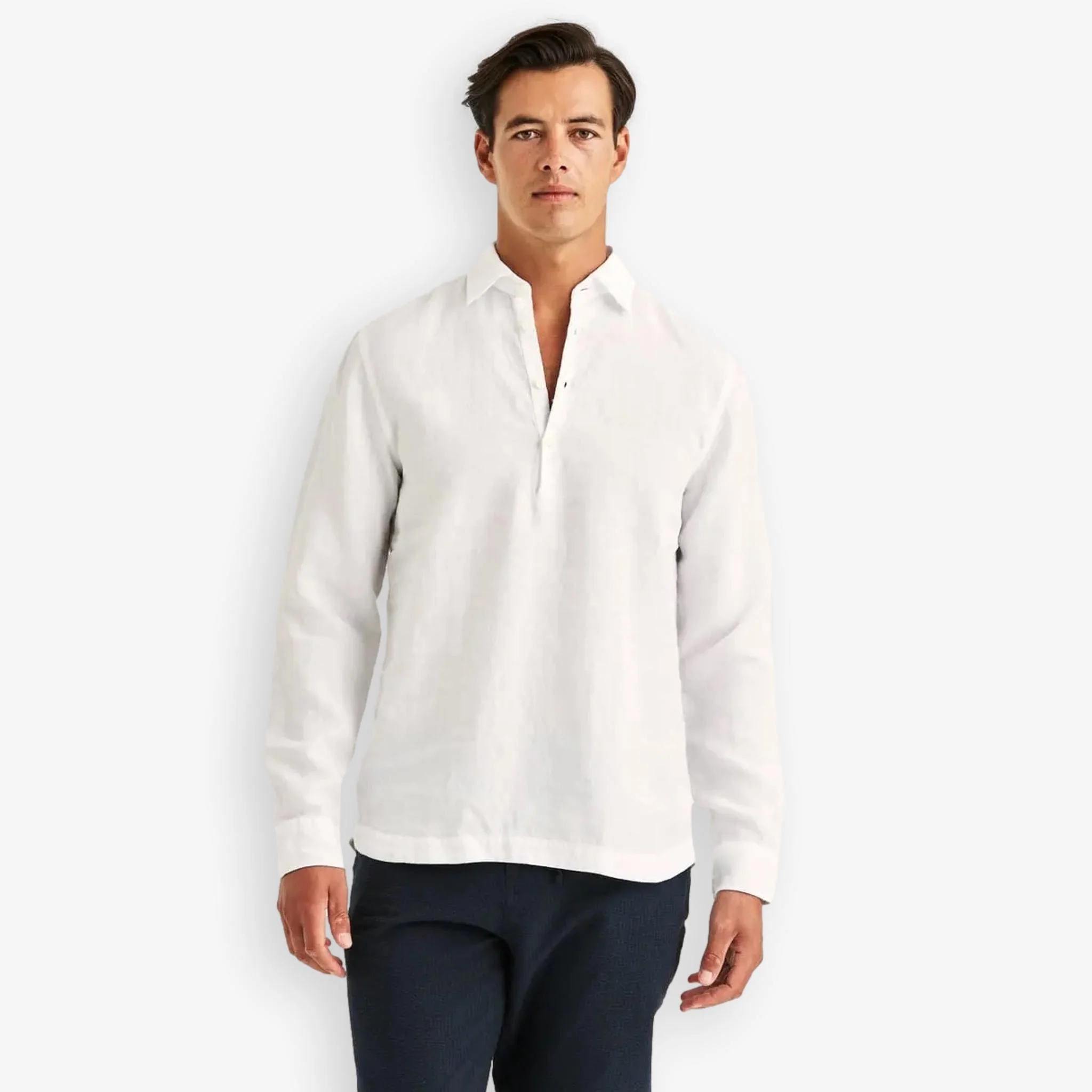 Linen Popover Shirt Offwhite - Image 2