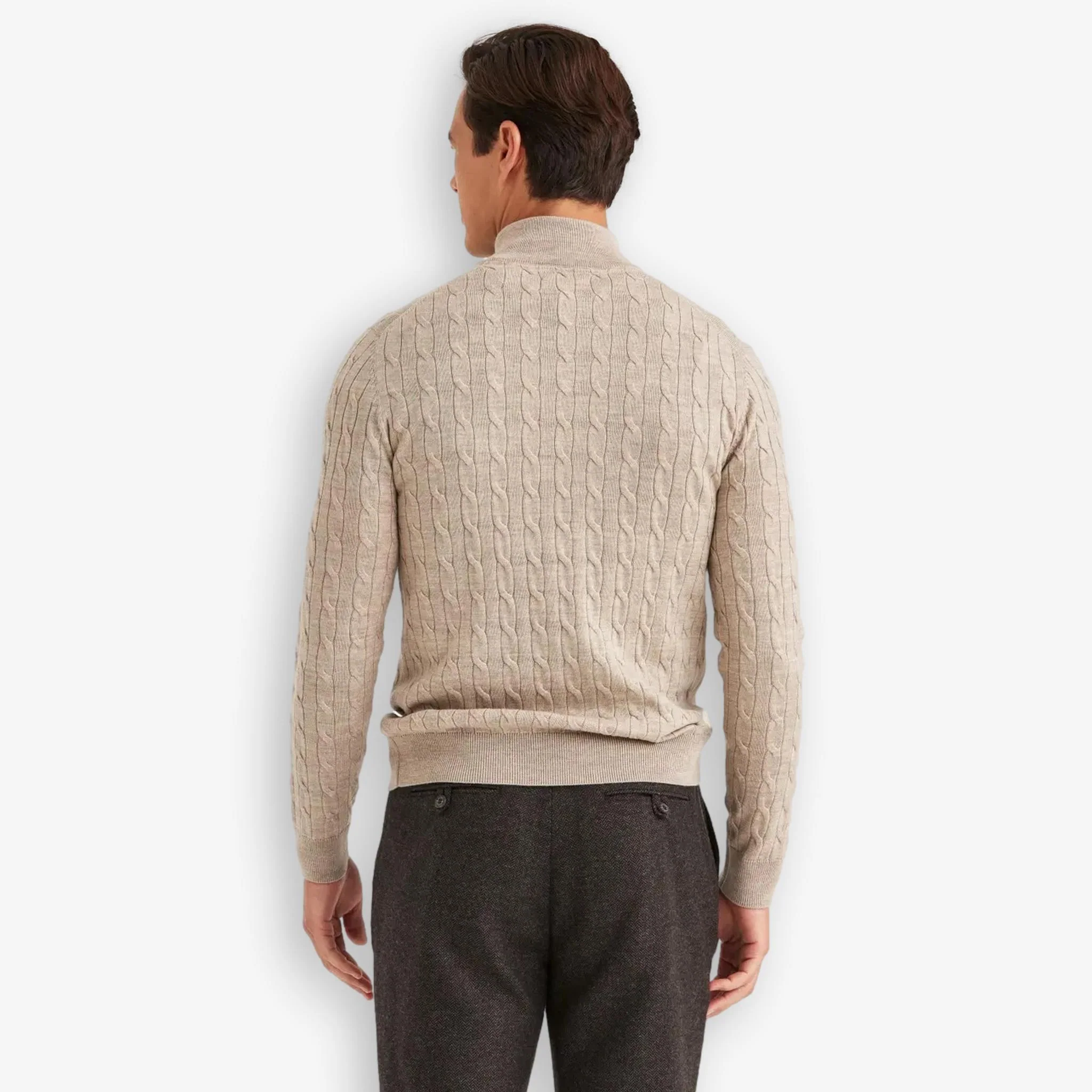 Merino Cable John Zip Khaki - Image 3