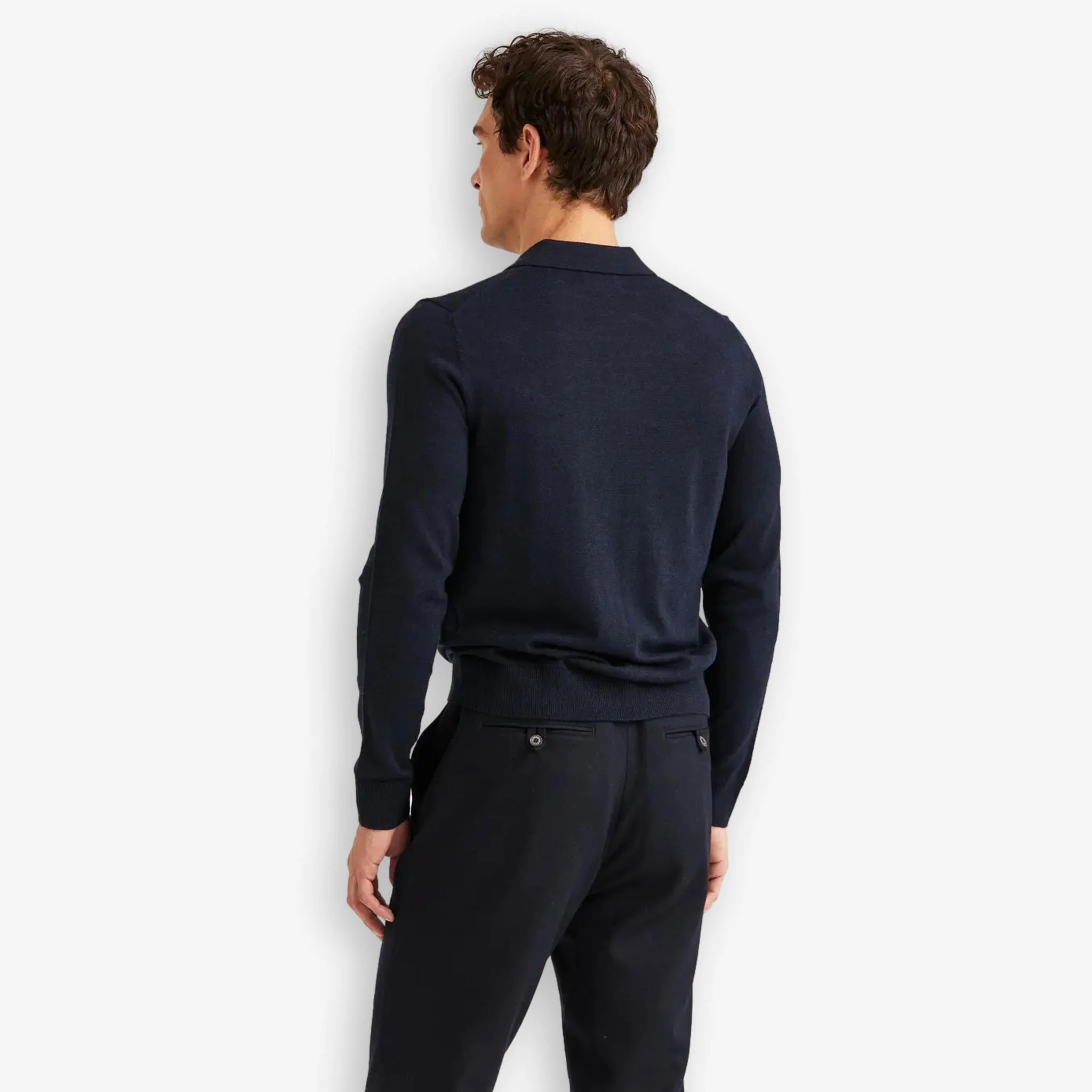 Merino Polo Knit Navy - Image 3