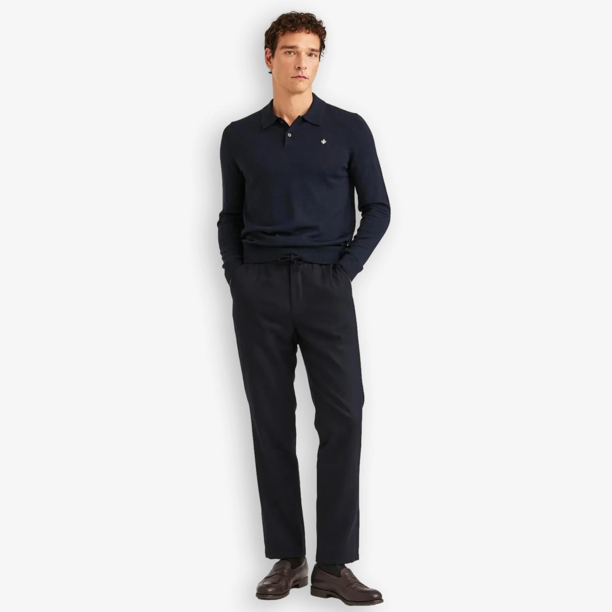 Merino Polo Knit Navy - Image 4