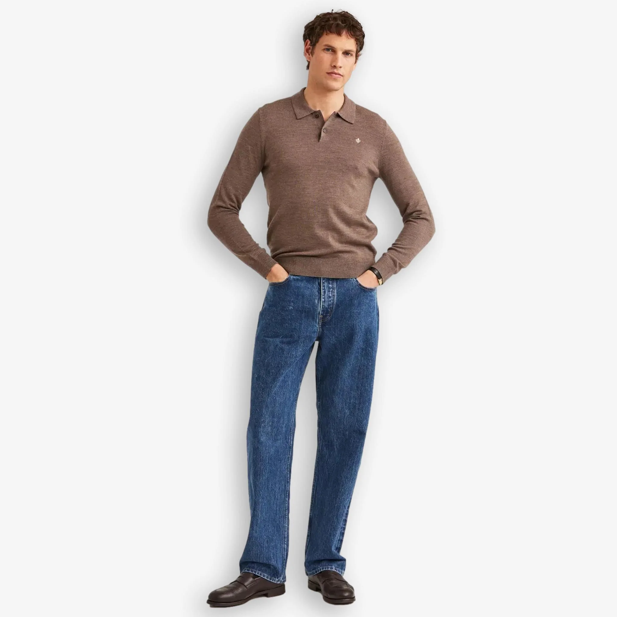 Merino Polo Knit Brown - Image 4