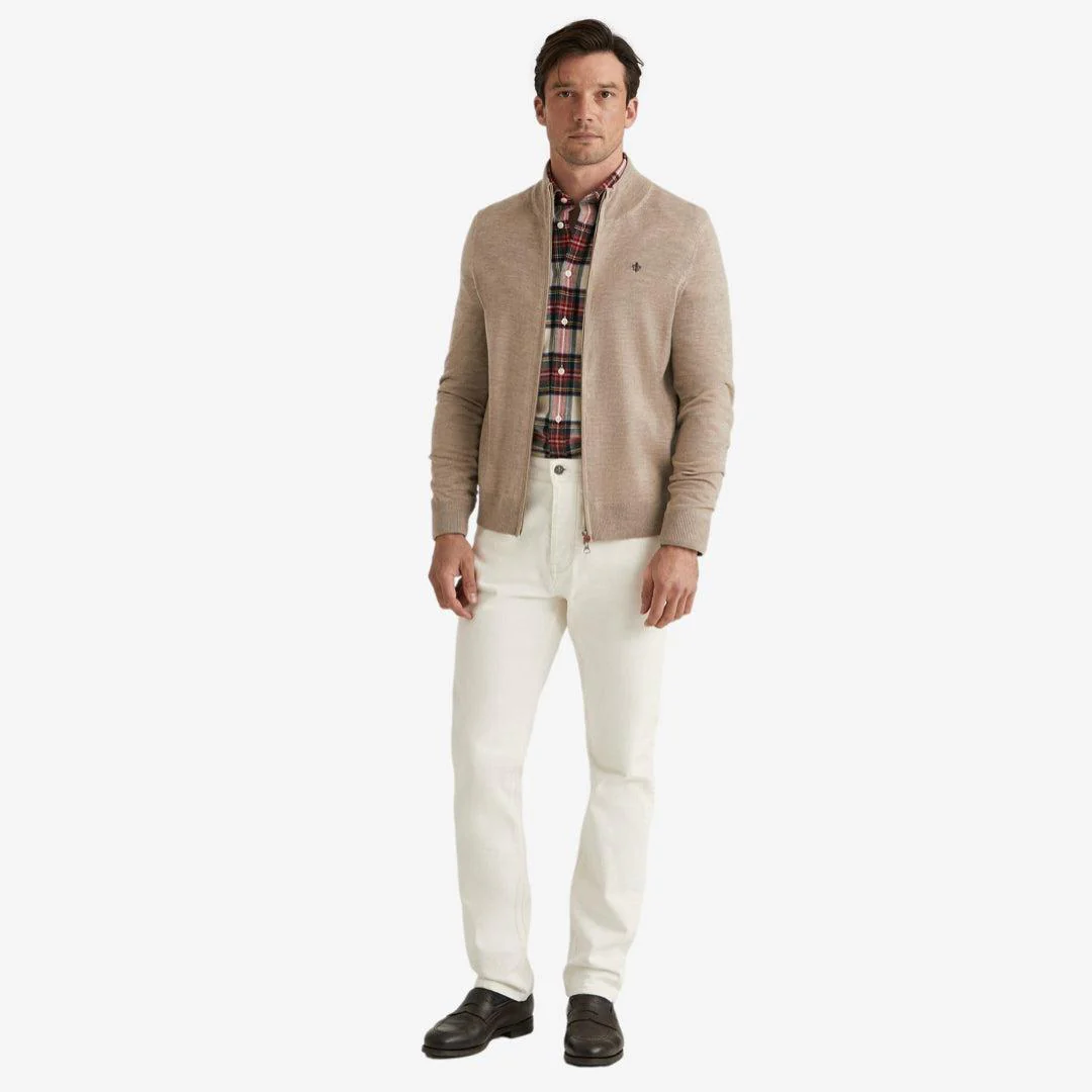 Merino Zip Cardigan Khaki - Image 5