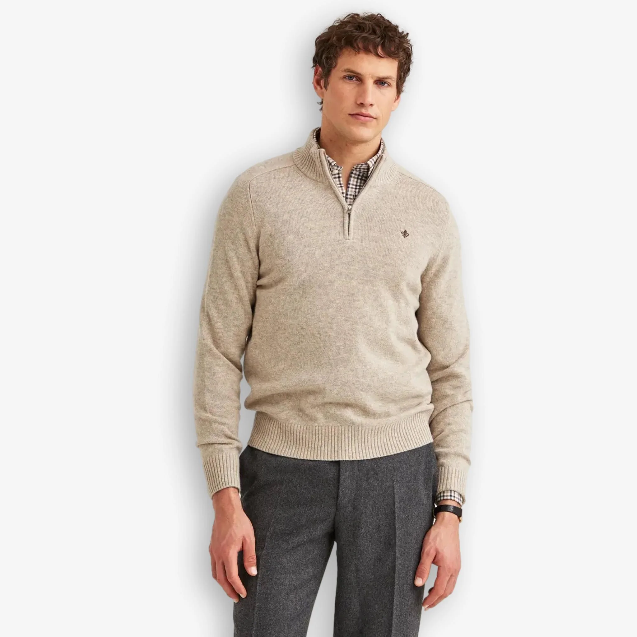 New Hertford Merino Half Zip Khaki - Image 2