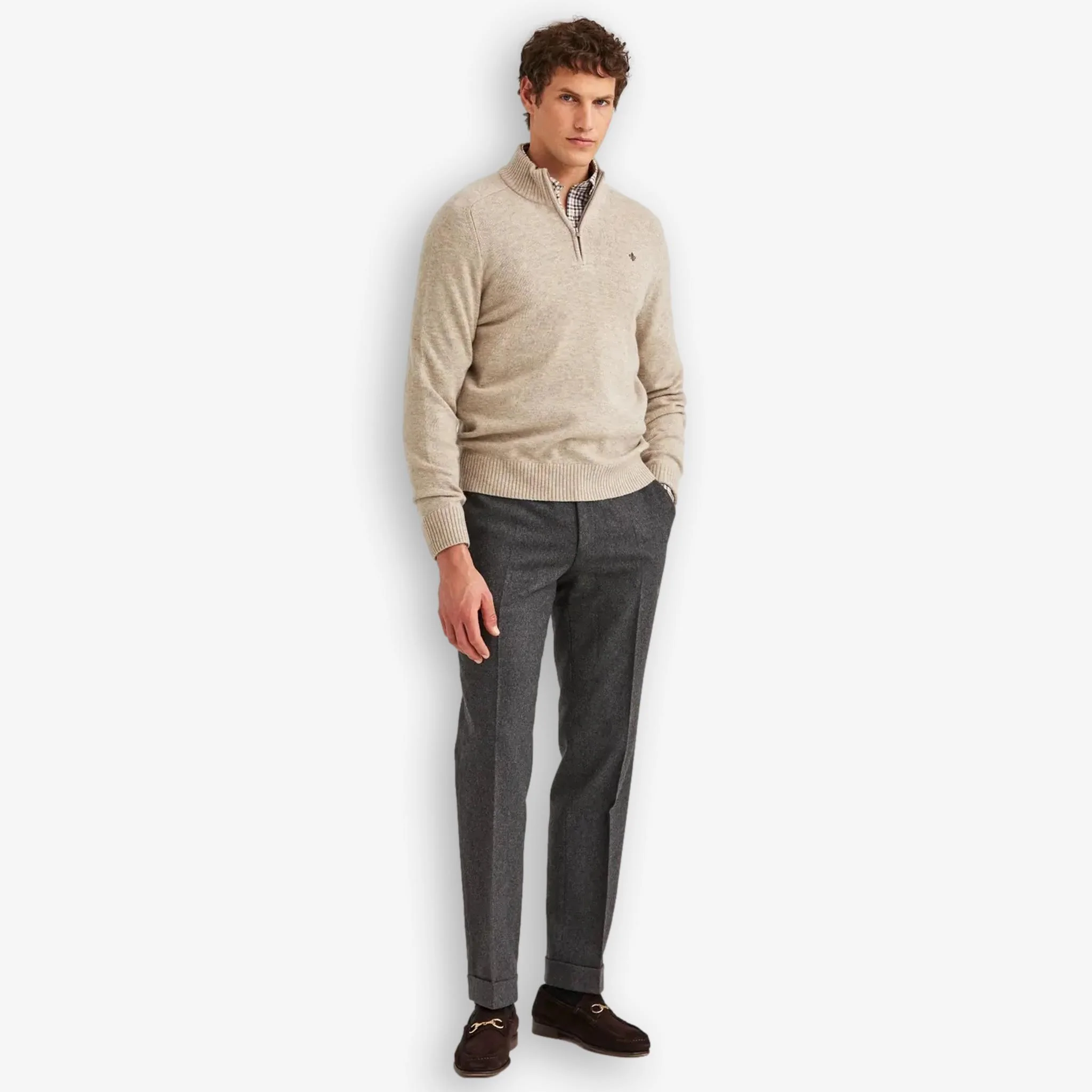 New Hertford Merino Half Zip Khaki - Image 4