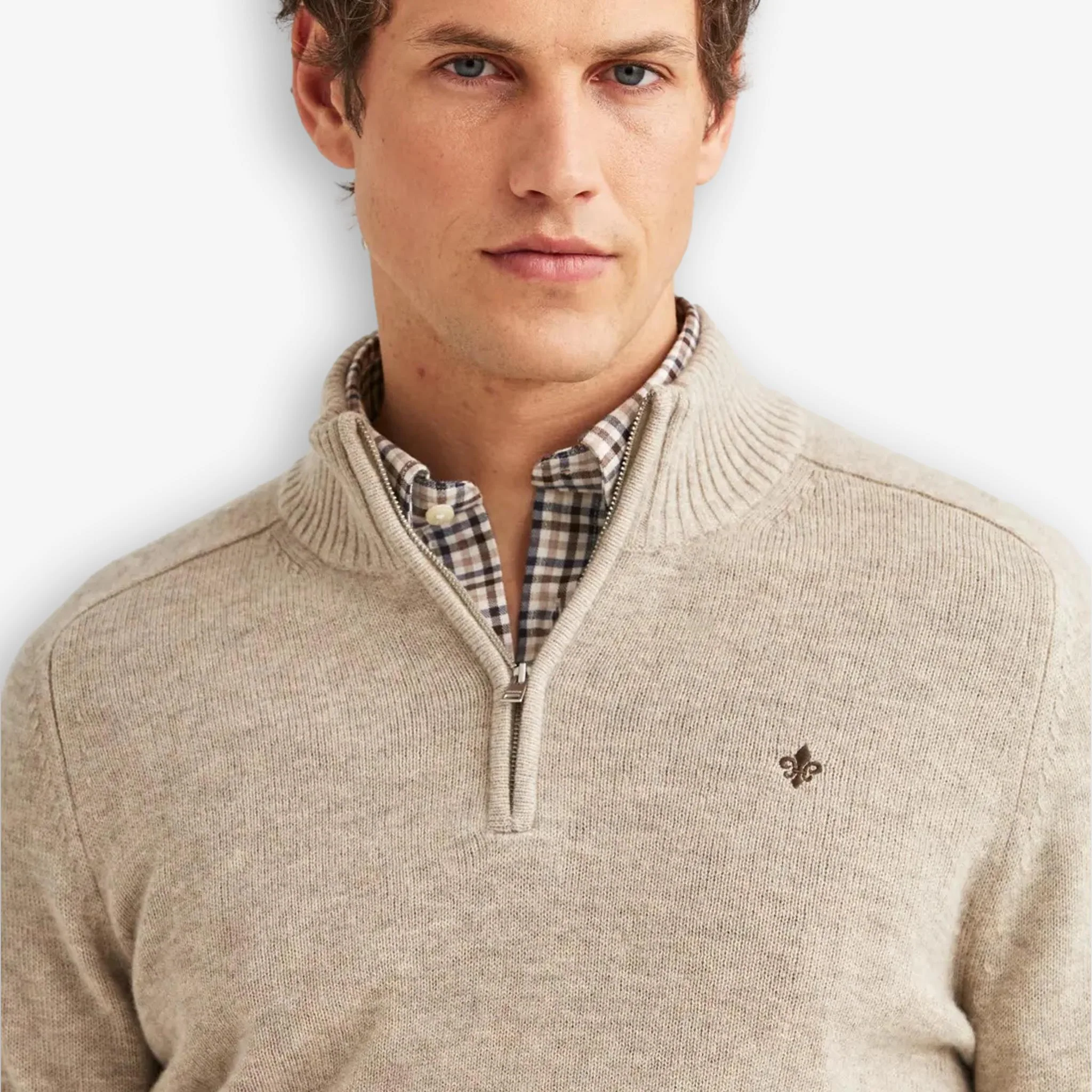 New Hertford Merino Half Zip Khaki - Image 5
