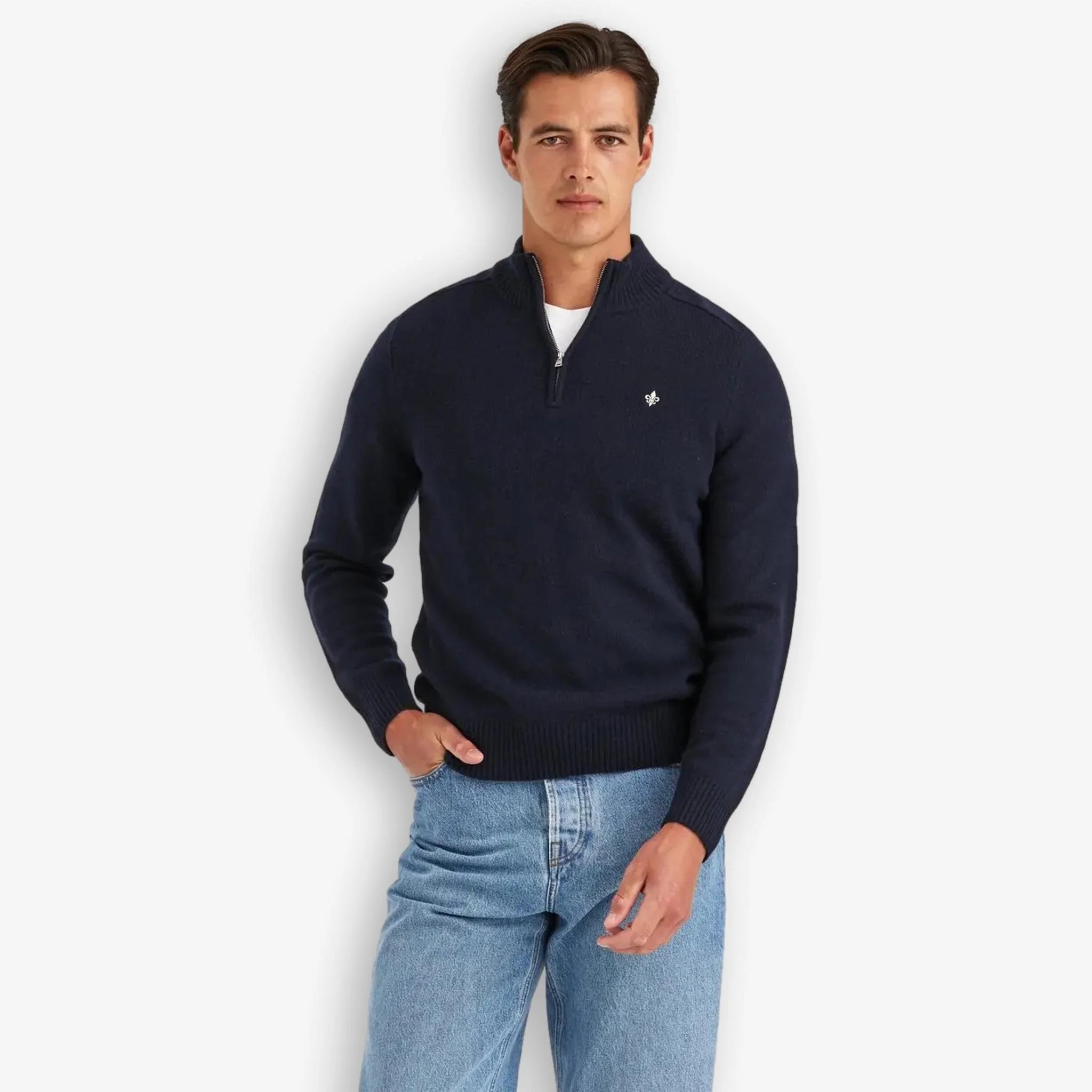 New Hertford Merino Half Zip Navy - Image 2