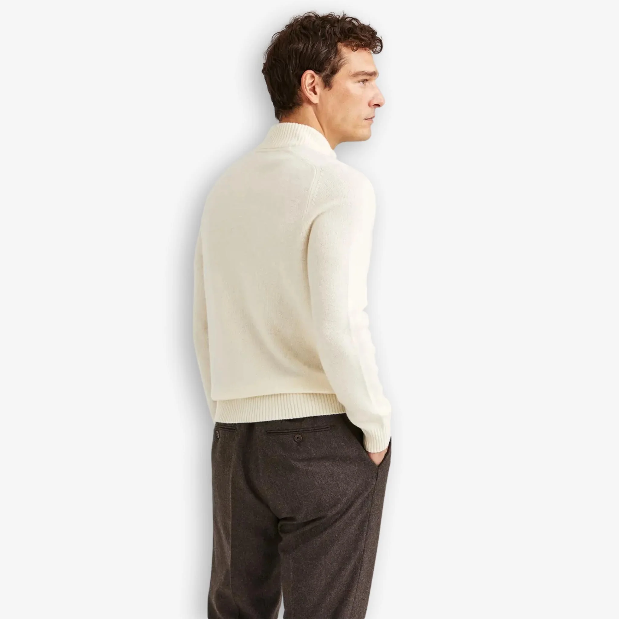 New Hertford Merino Half Zip Offwhite - Image 3