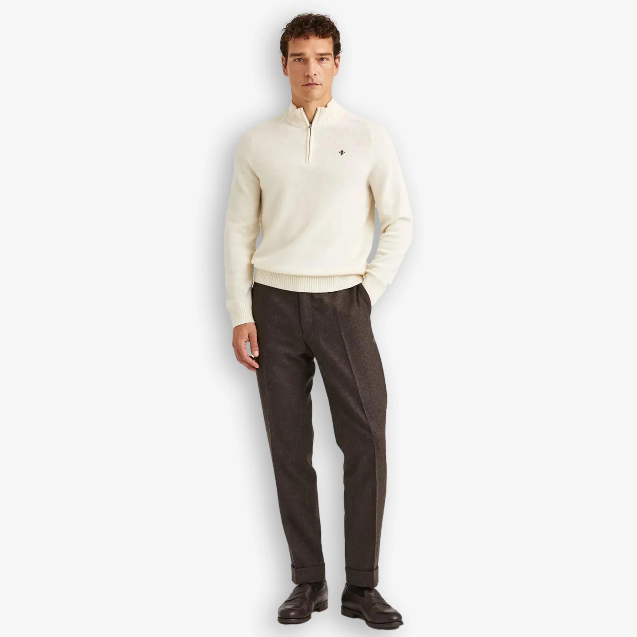 New Hertford Merino Half Zip Offwhite - Image 4