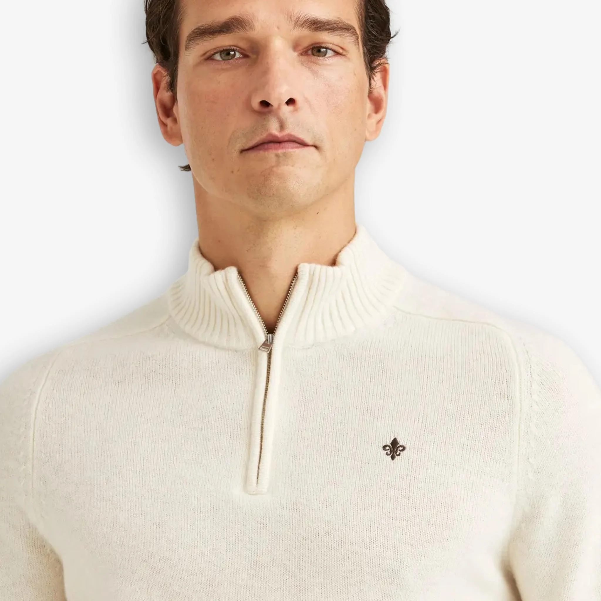 New Hertford Merino Half Zip Offwhite - Image 5