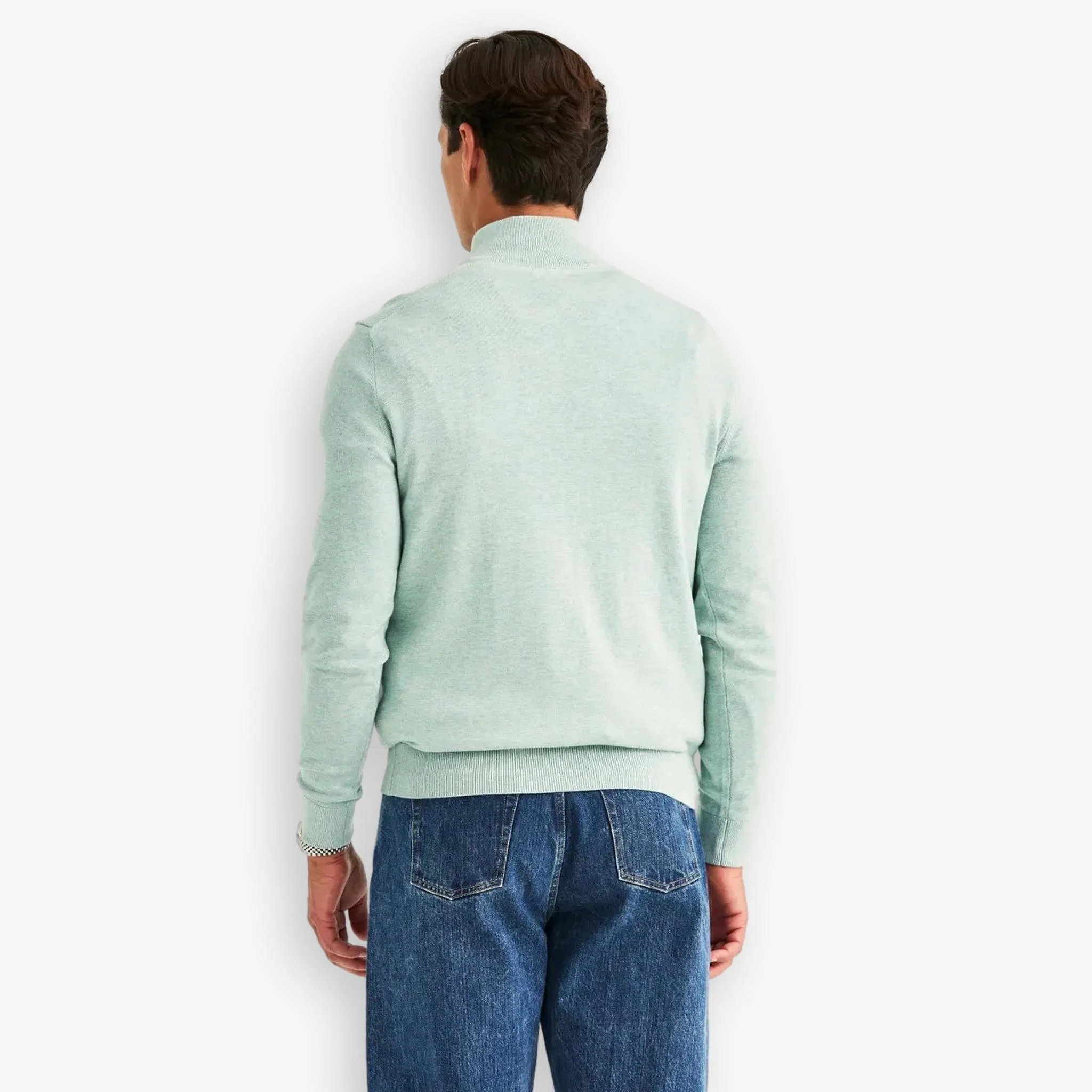Riley Cotton Half Zip Green - Image 3