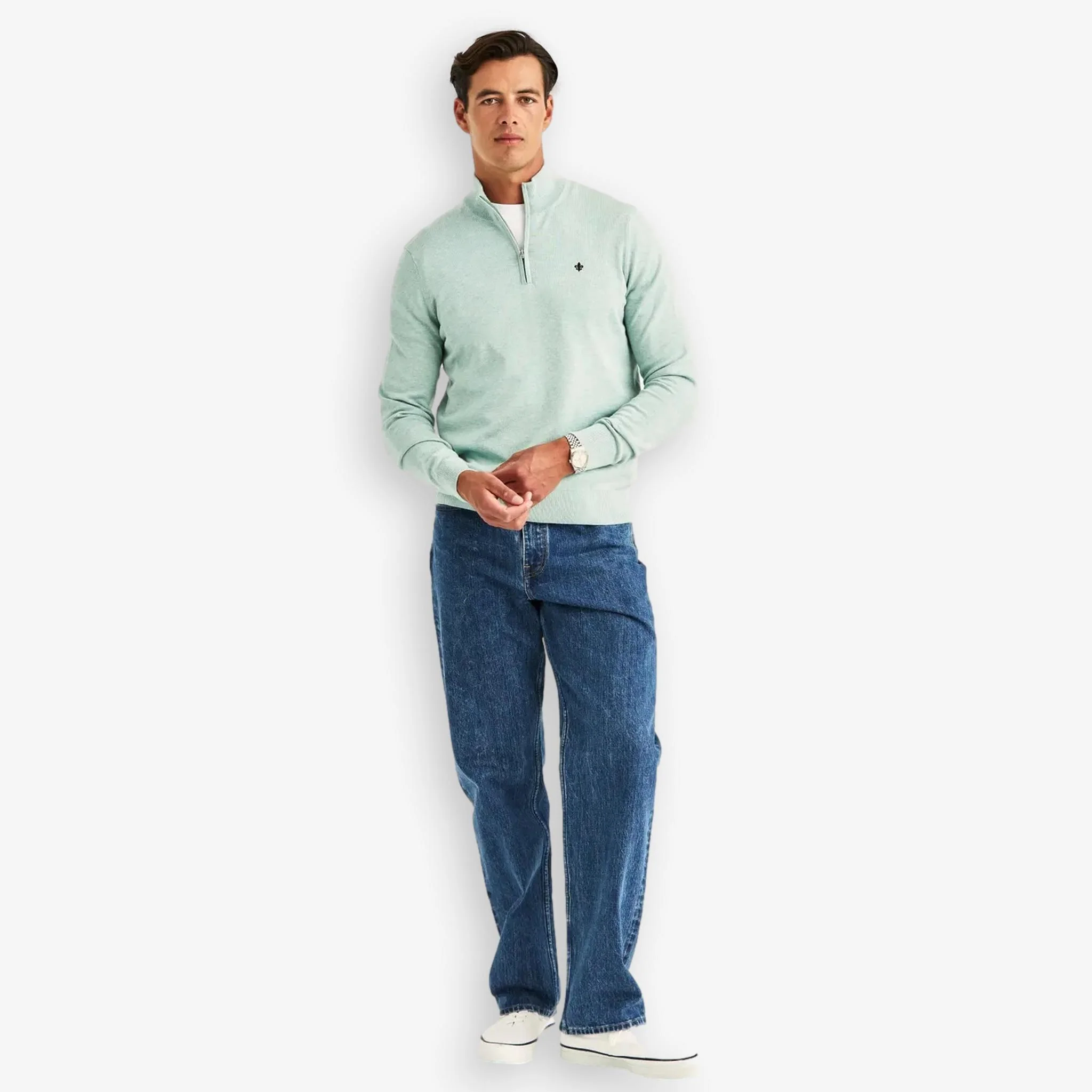 Riley Cotton Half Zip Green - Image 4