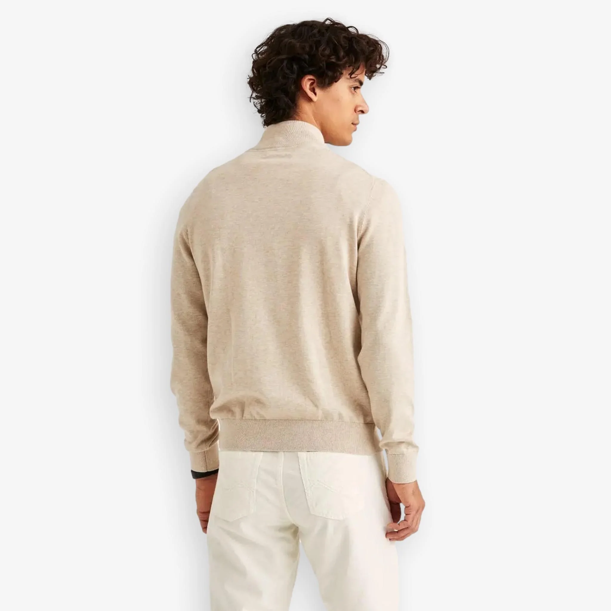 Riley Cotton Half Zip Khaki - Image 3
