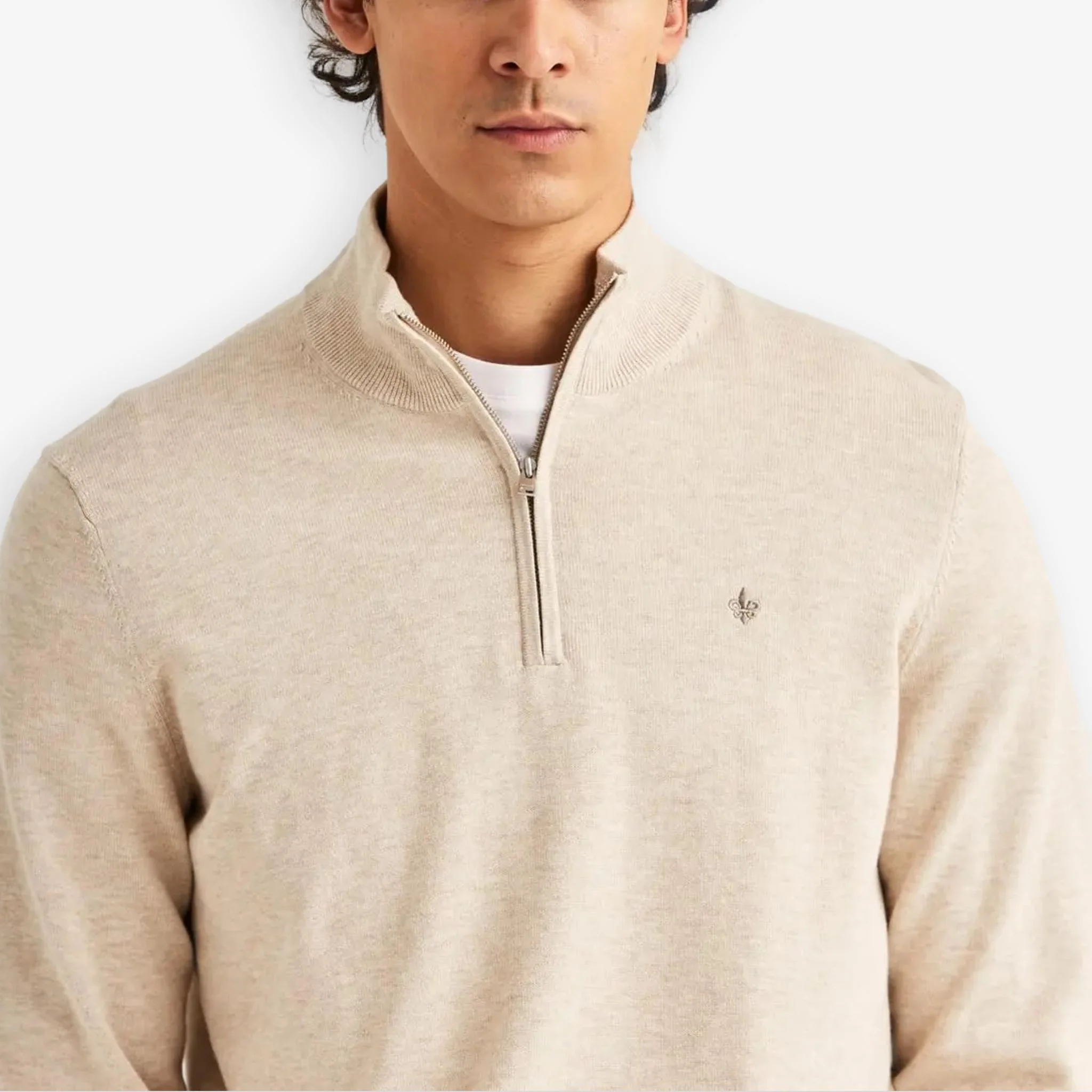 Riley Cotton Half Zip Khaki - Image 5