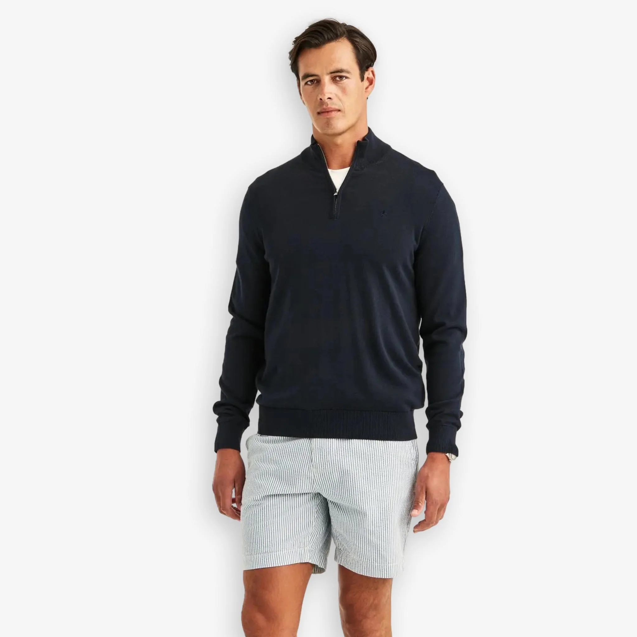 Riley Cotton Half Zip Navy - Image 2