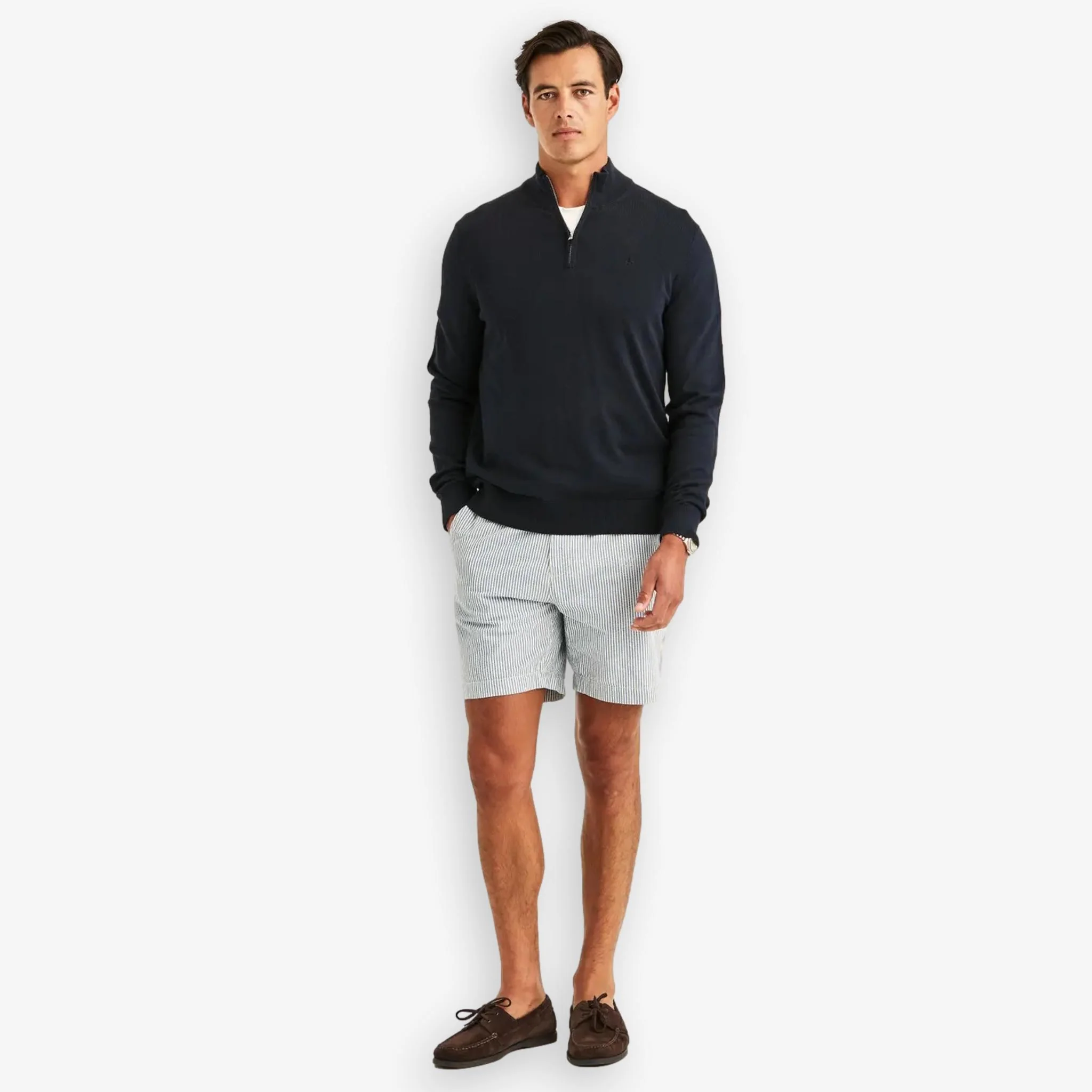 Riley Cotton Half Zip Navy - Image 4