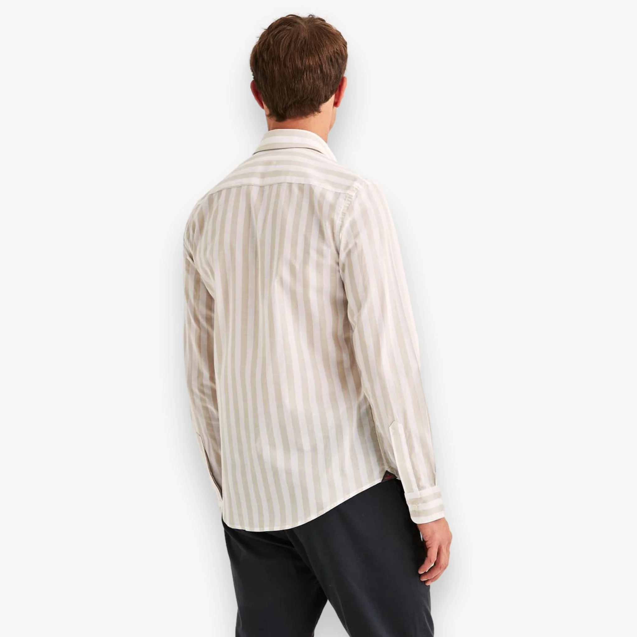 Summer Light Weight Stripe Shirt Khaki - Image 3