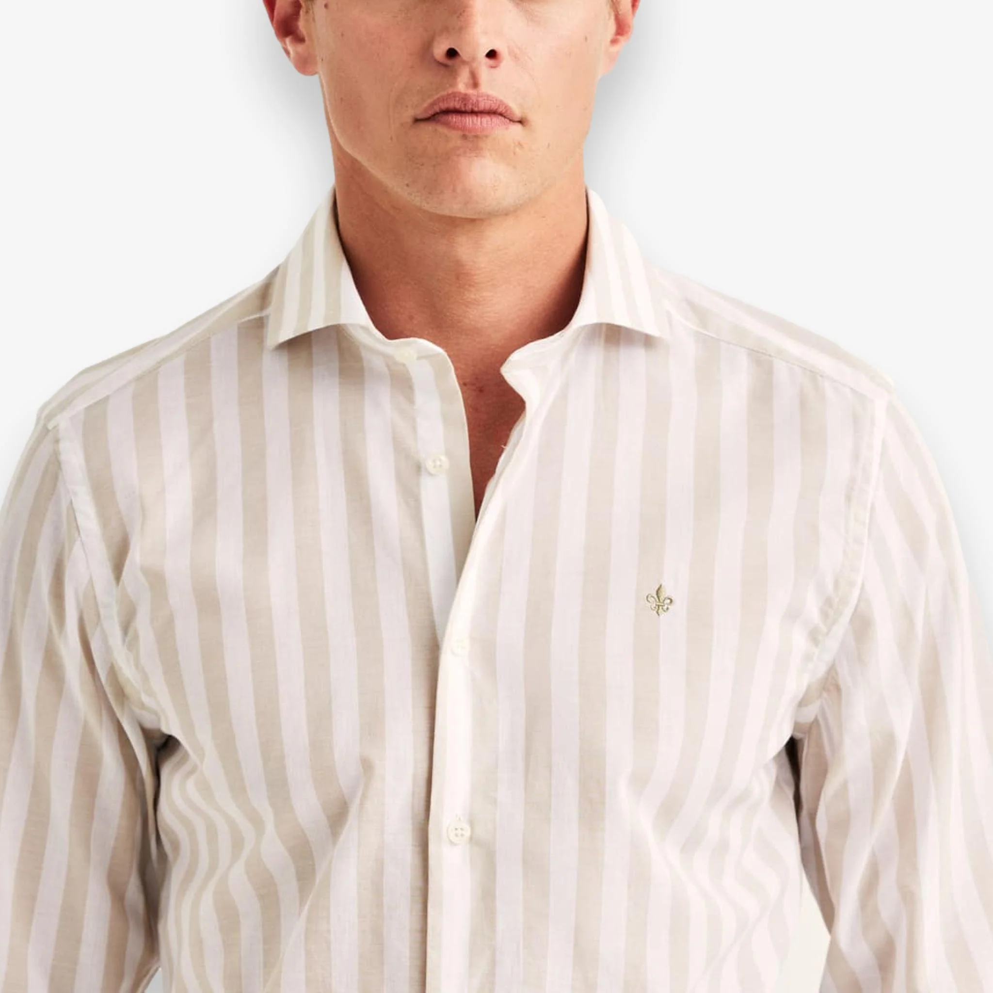 Summer Light Weight Stripe Shirt Khaki - Image 5