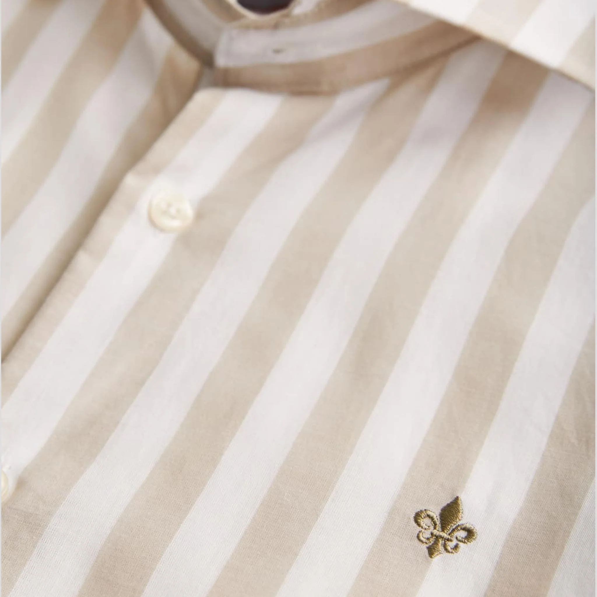 Summer Light Weight Stripe Shirt Khaki - Image 6