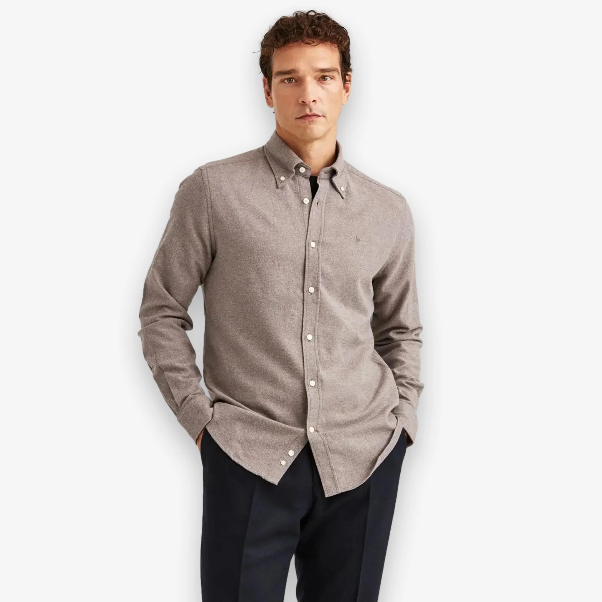 Twill Flannel Shirt Brown
