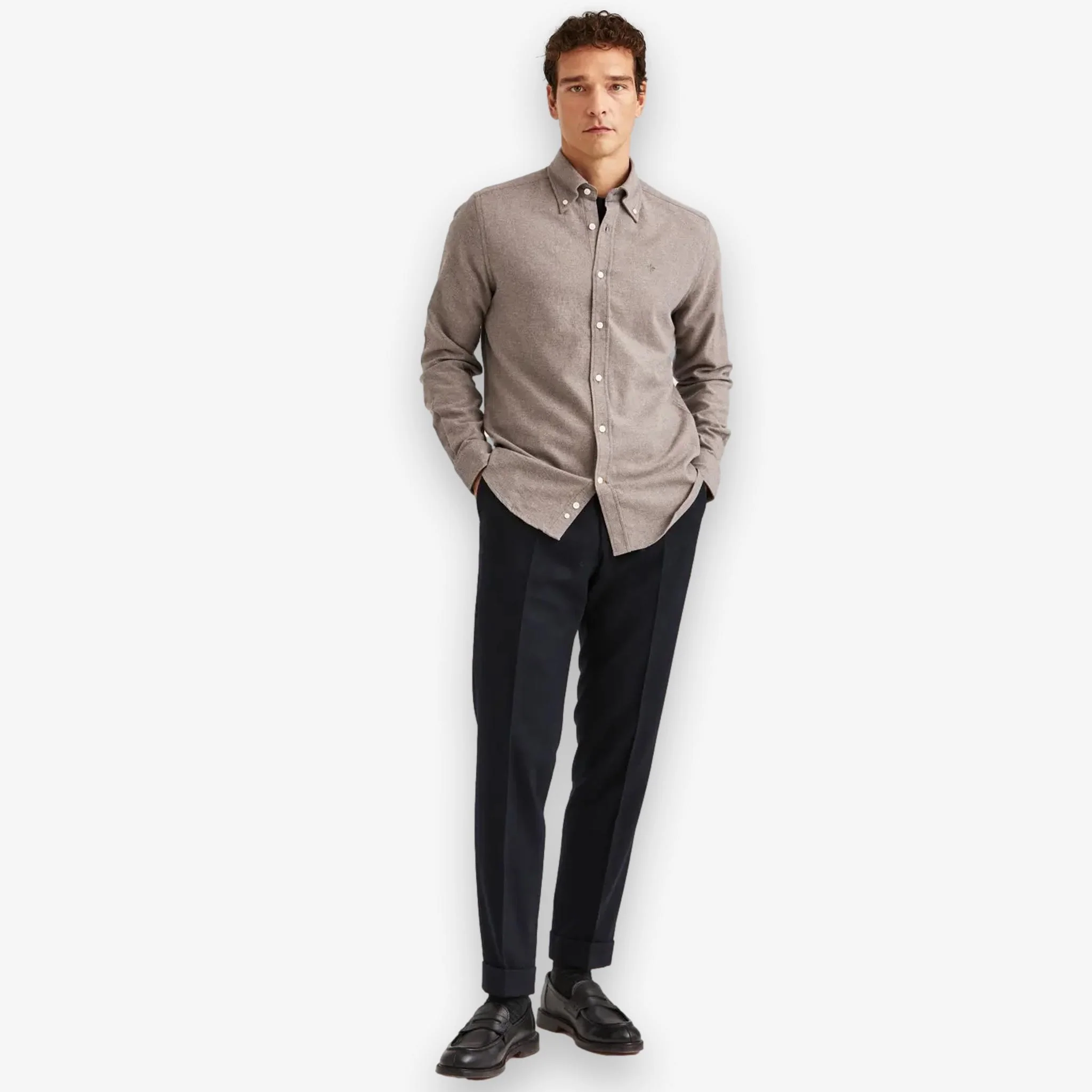 Twill Flannel Shirt Brown - Image 3