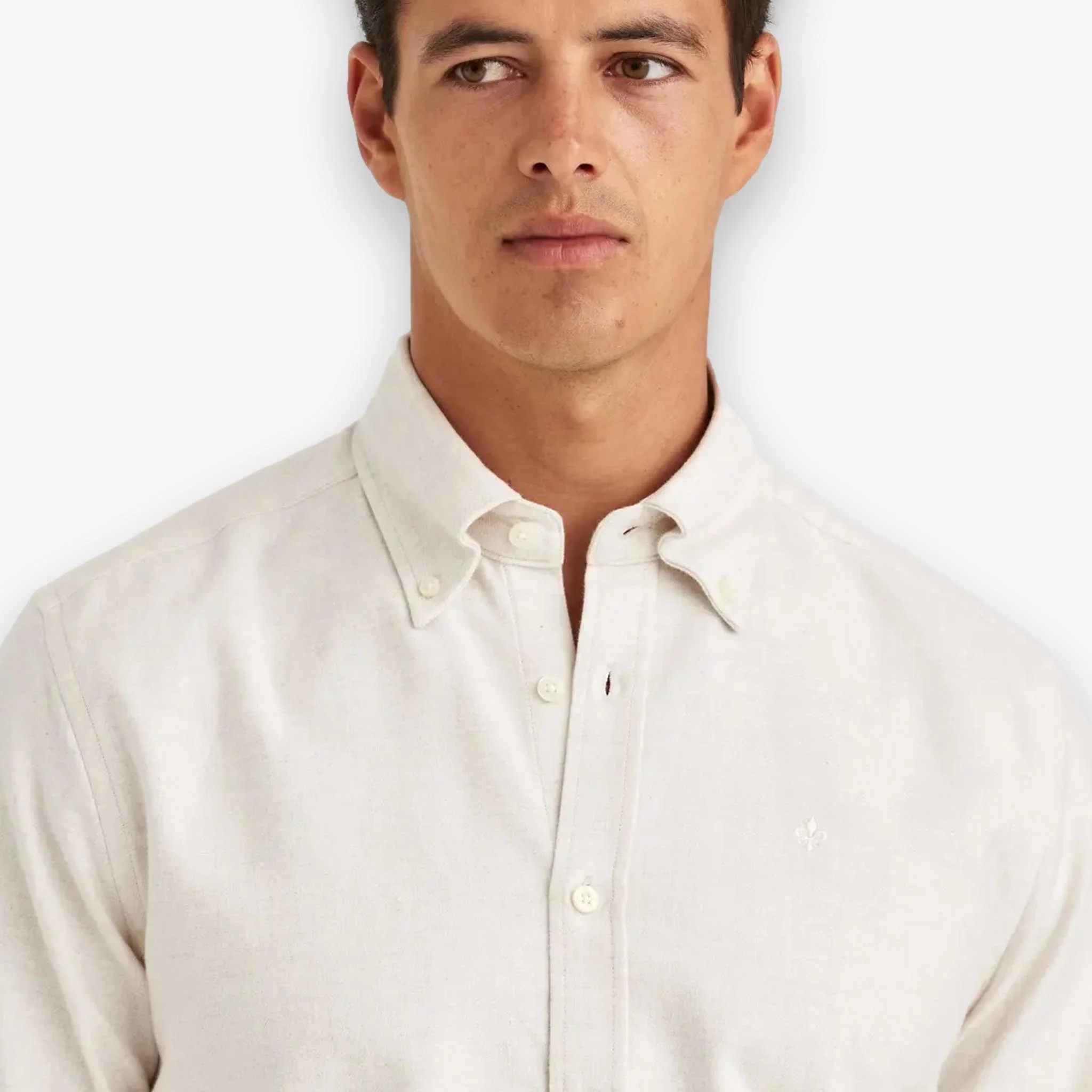 Twill Flannel Shirt Offwhite - Image 4