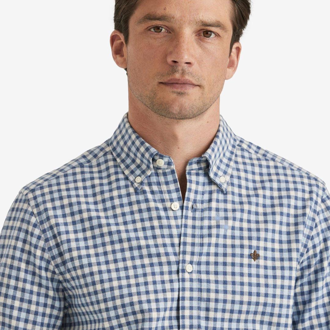 Watts Flannel Check Shirt Blue - Image 4
