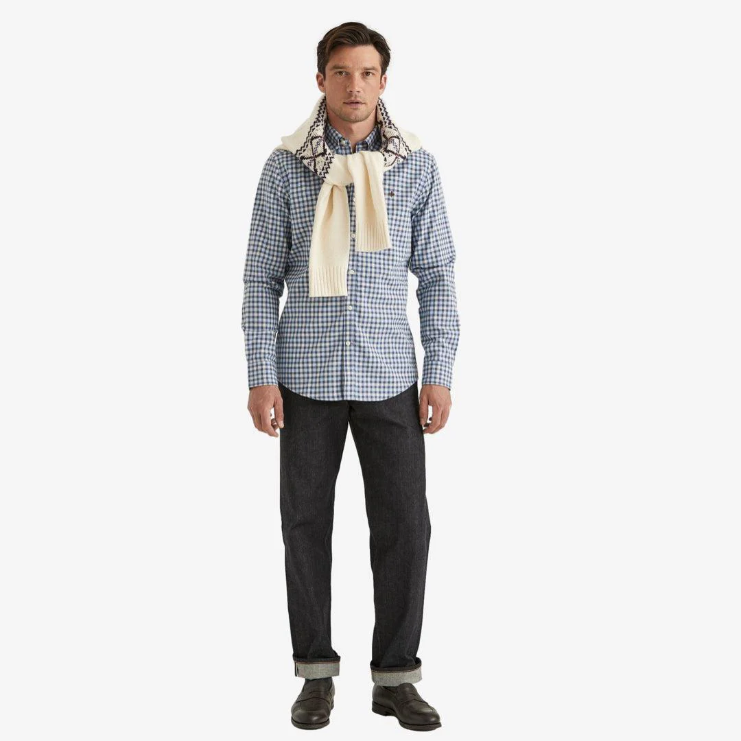 Watts Flannel Check Shirt Blue - Image 5