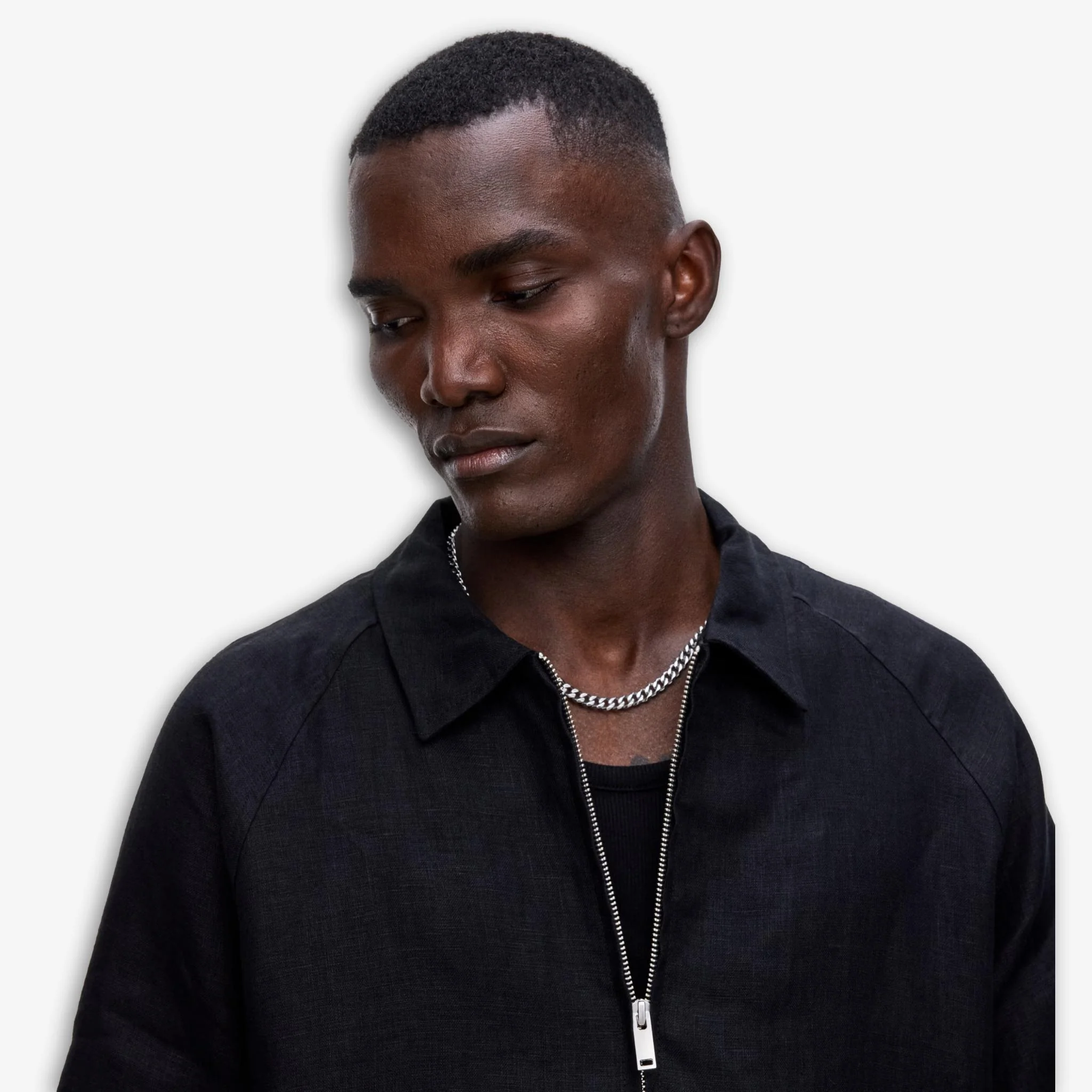 Zack Linen ZIp Shirt Nero - Image 3