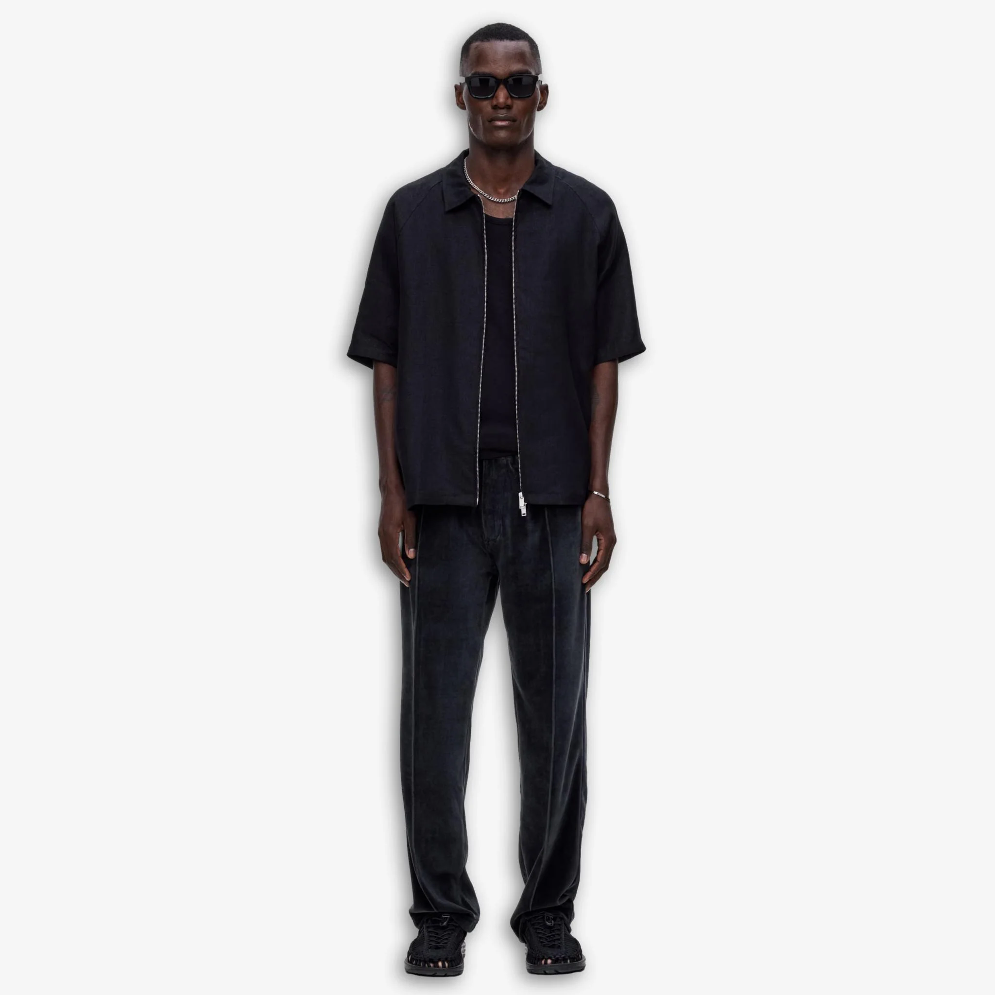 Zack Linen ZIp Shirt Nero - Image 4