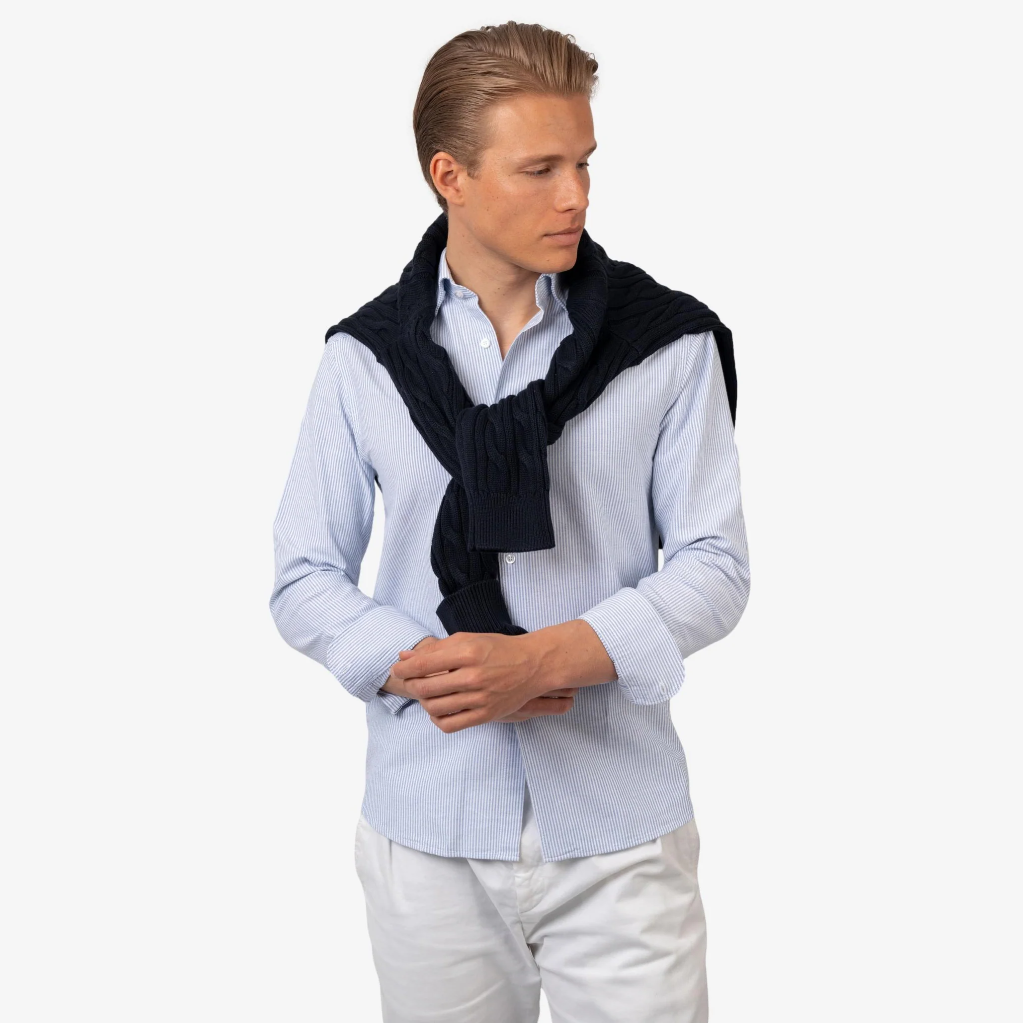 Oxford Striped Shirt Blue - Image 2