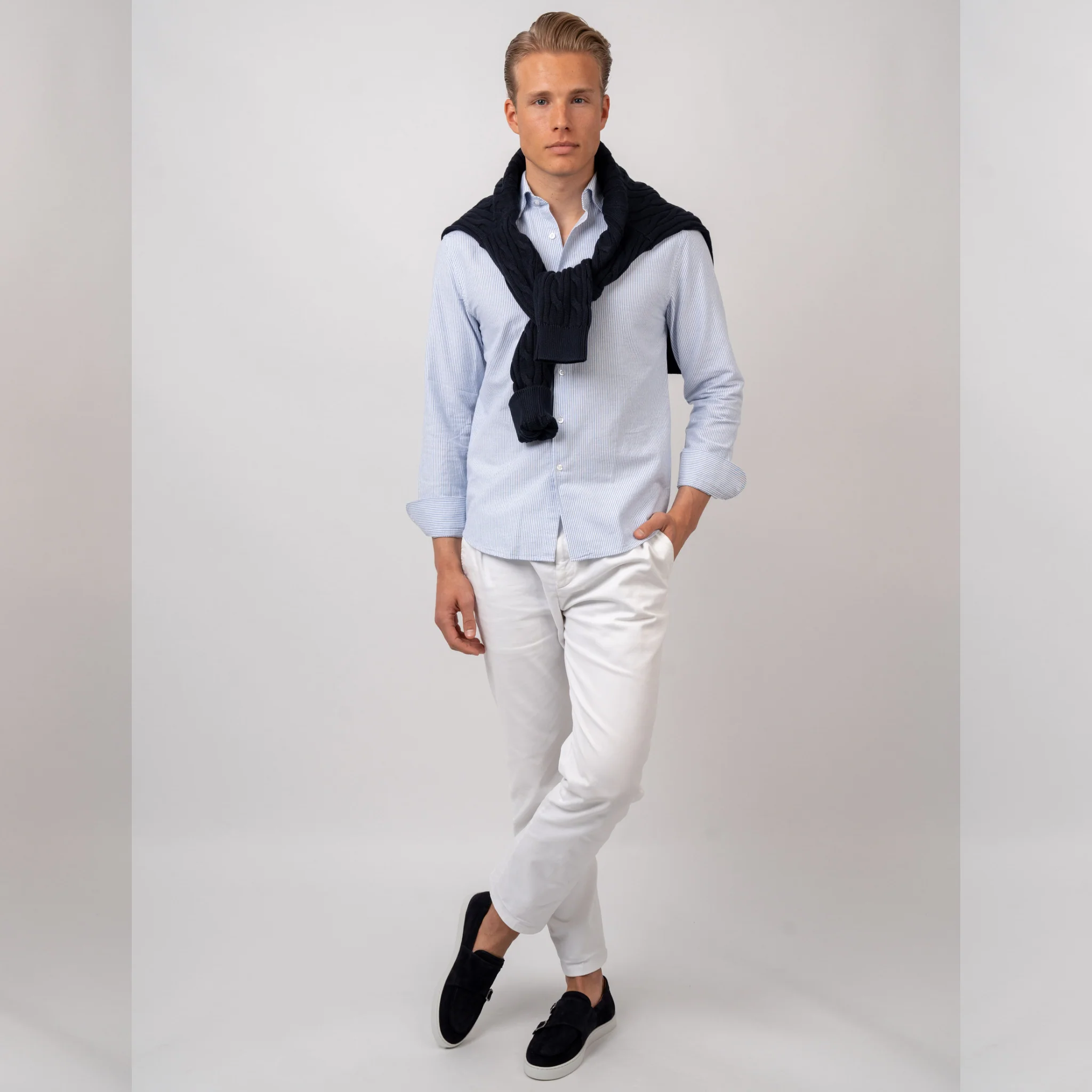 Oxford Striped Shirt Blue - Image 4