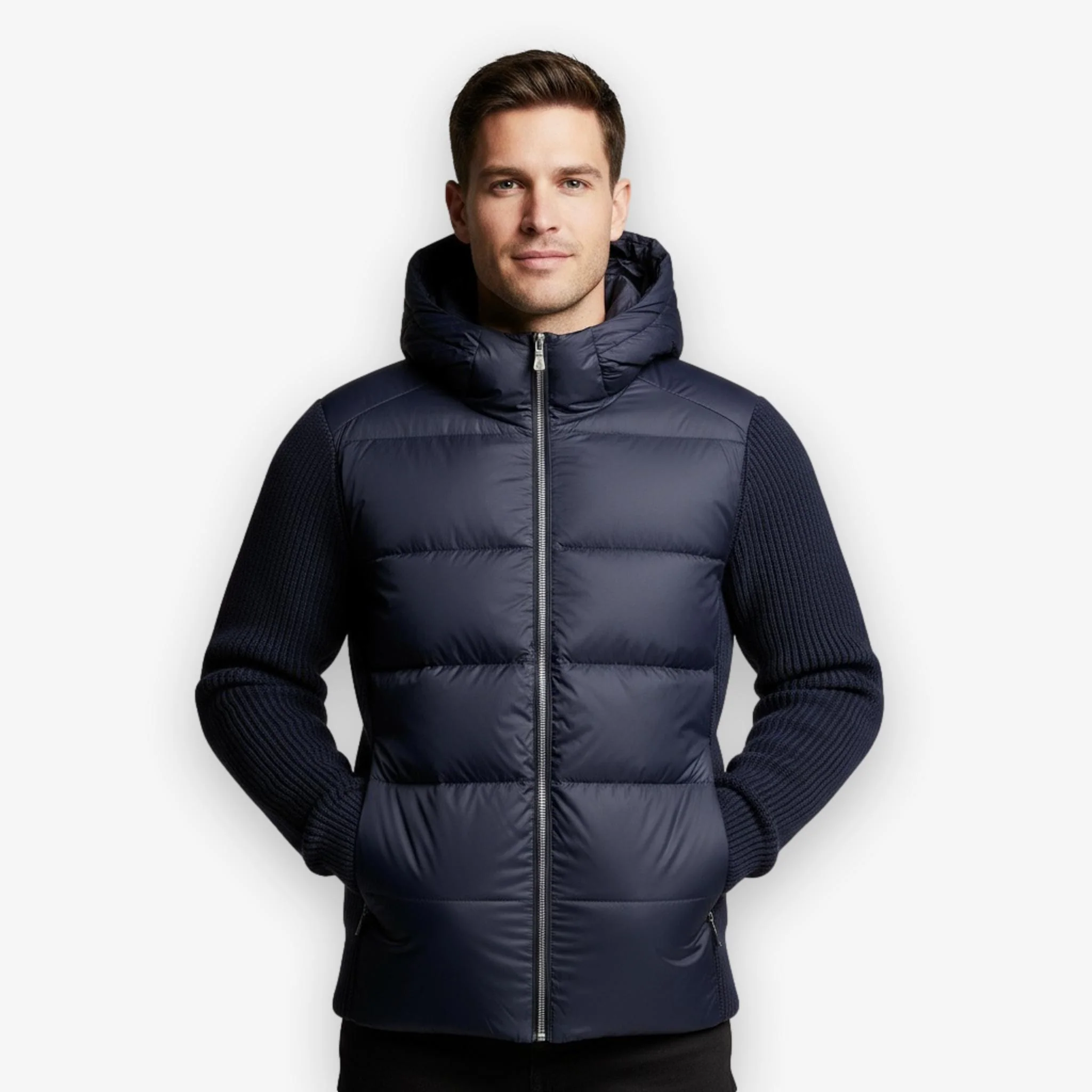 Ridge Knitted Hybrid Jacket Dark Navy - Image 3