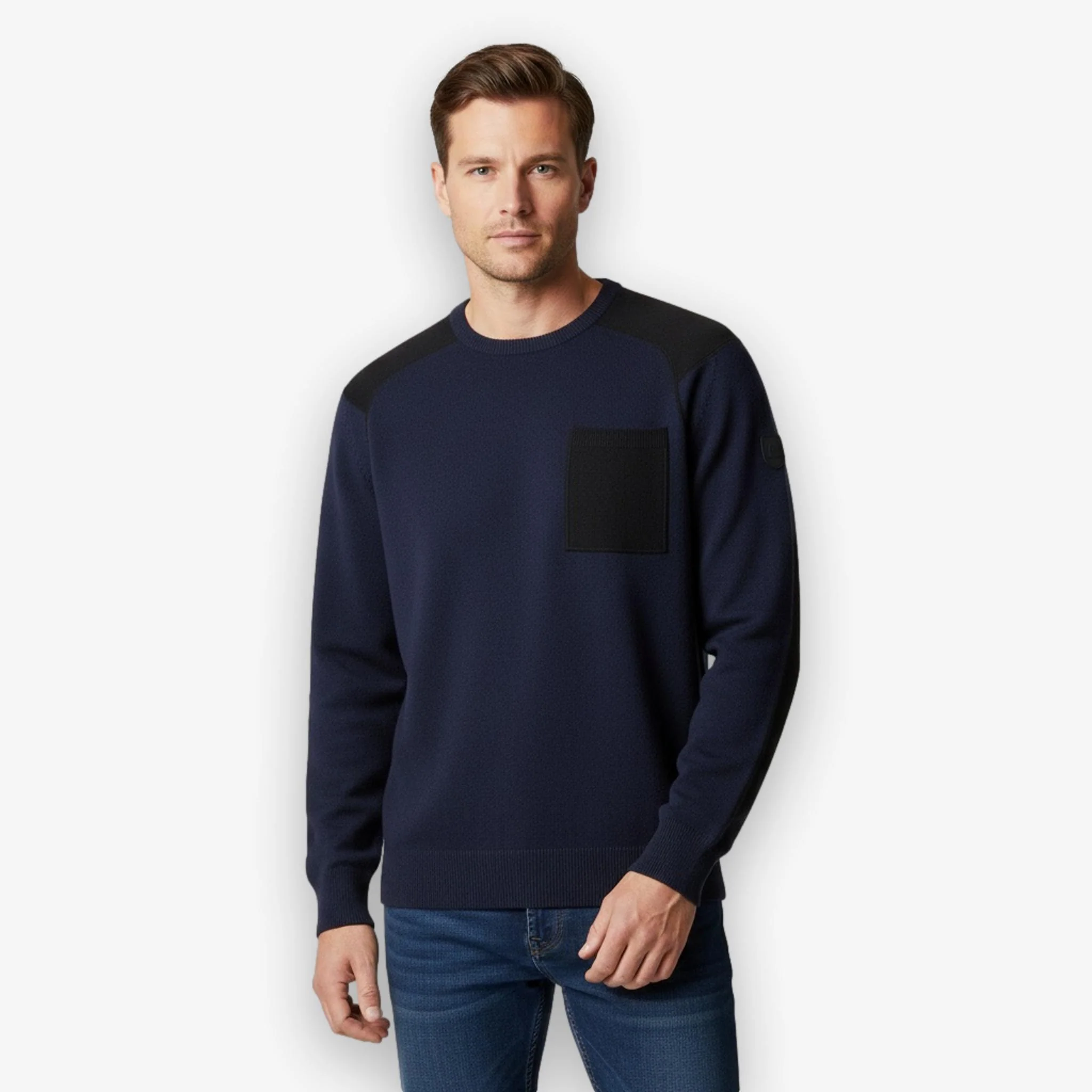 Spine Knitted Merino Crewneck Dark Navy - Image 2