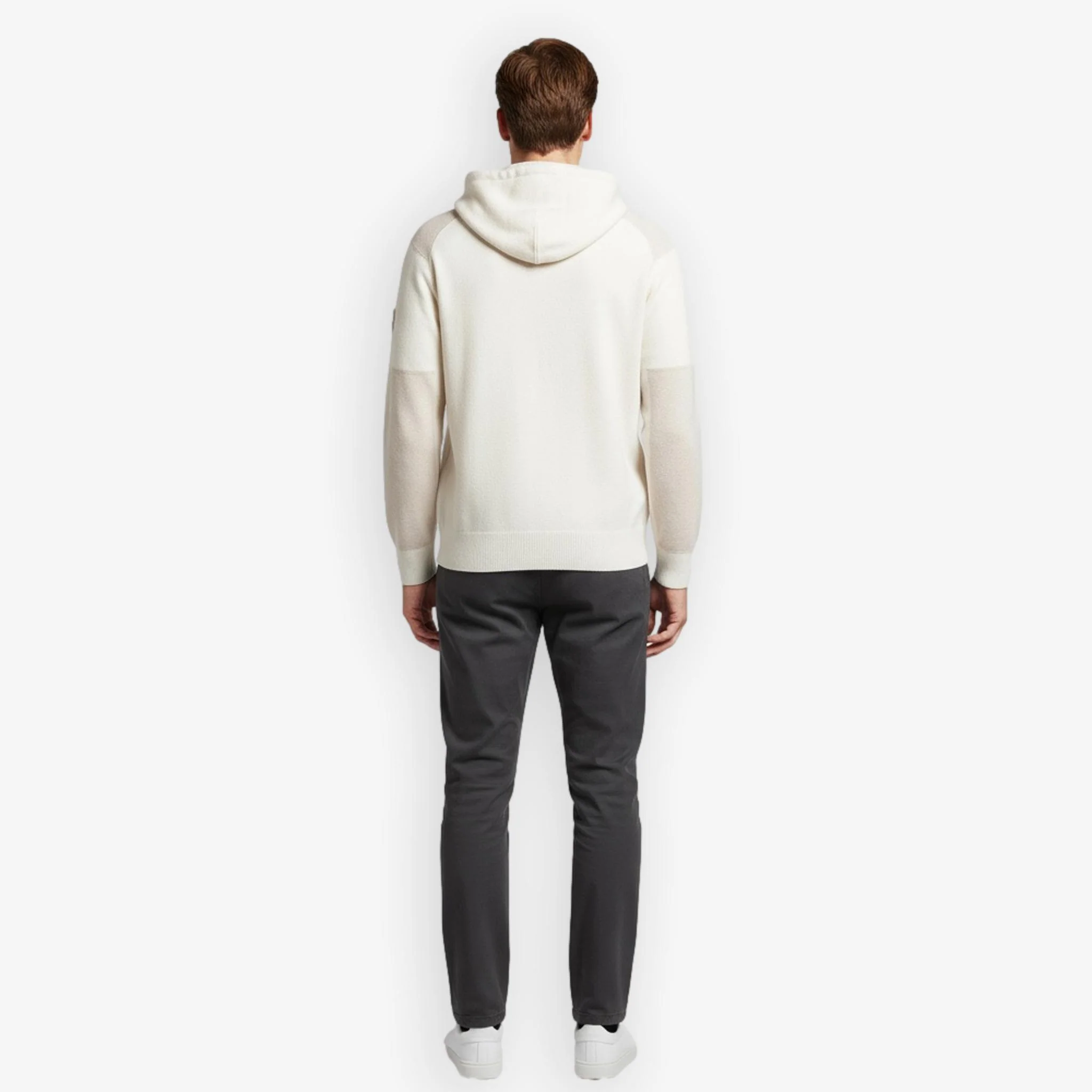 Spine Knitted Merino Zip Hood Offwhite - Image 4