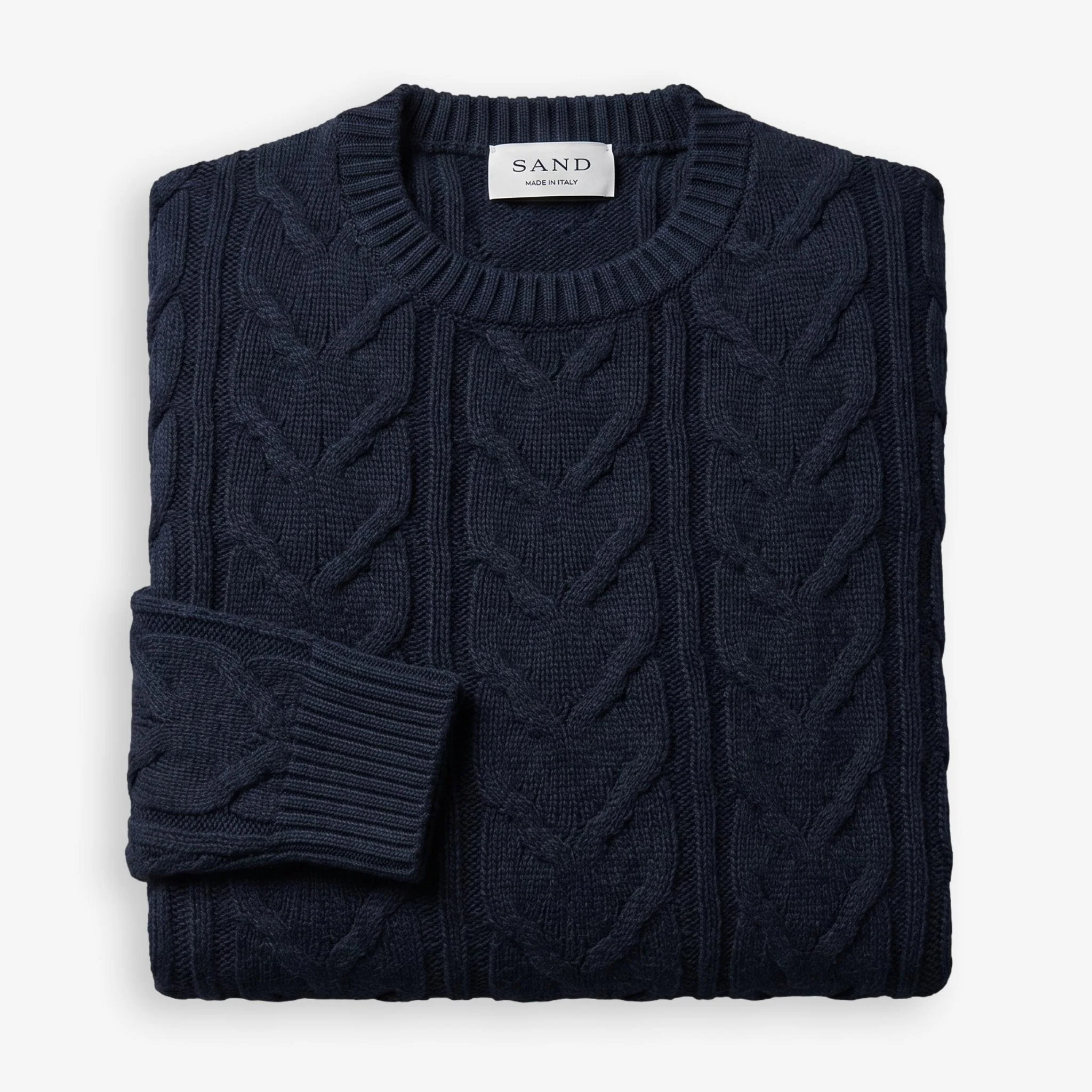 Iq Cotton Cable Crewneck Sweater Navy - Image 3