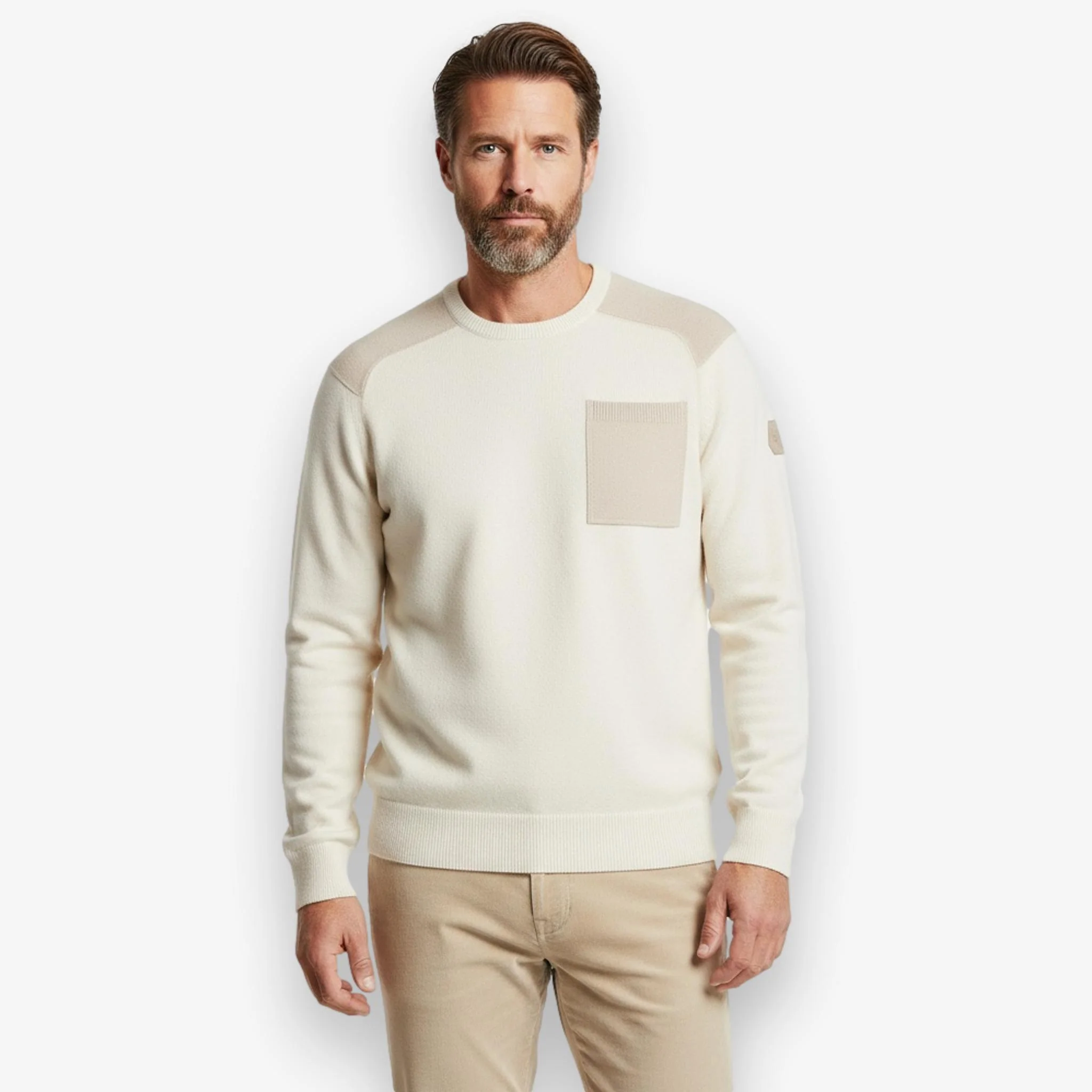 Spine Knitted Merino Crewneck Offwhite - Image 2