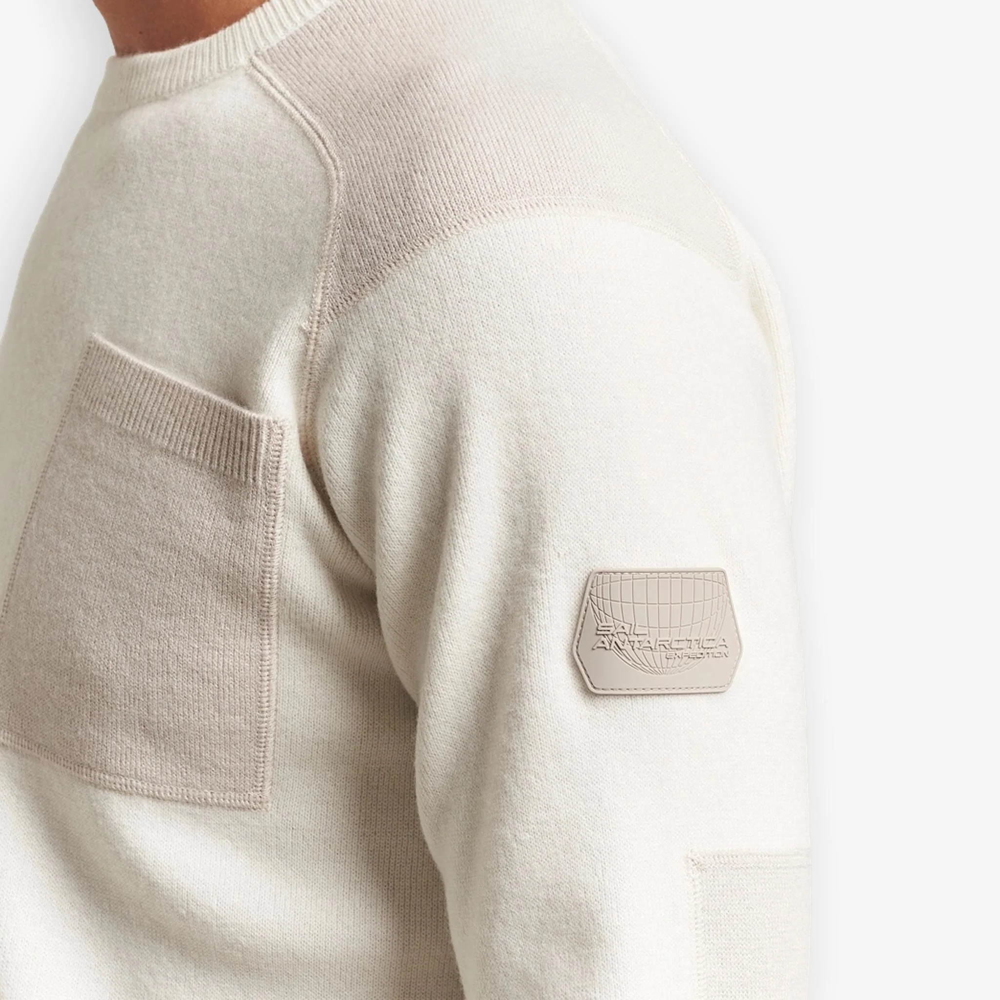 Spine Knitted Merino Crewneck Offwhite - Image 4