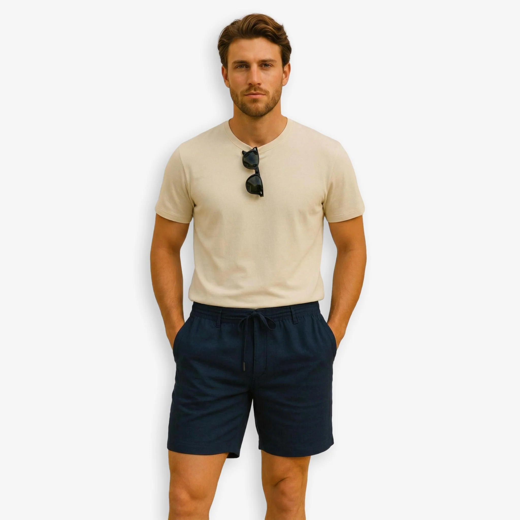 Linen Shorts Navy - Image 2