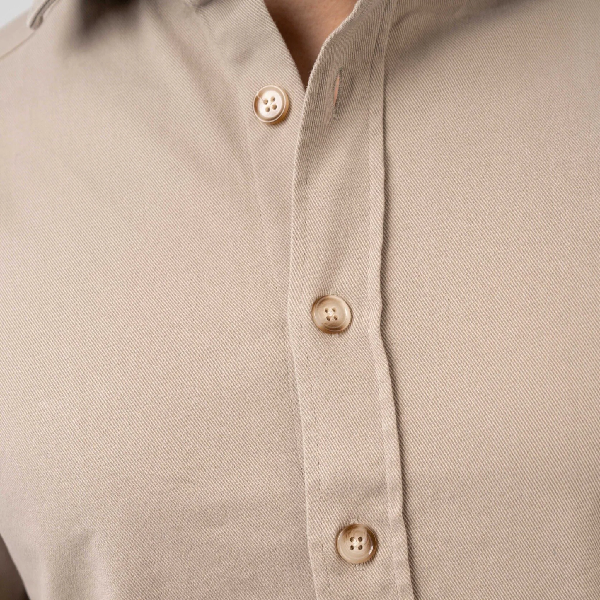 Twill Cotton Shirt Sand - Image 3