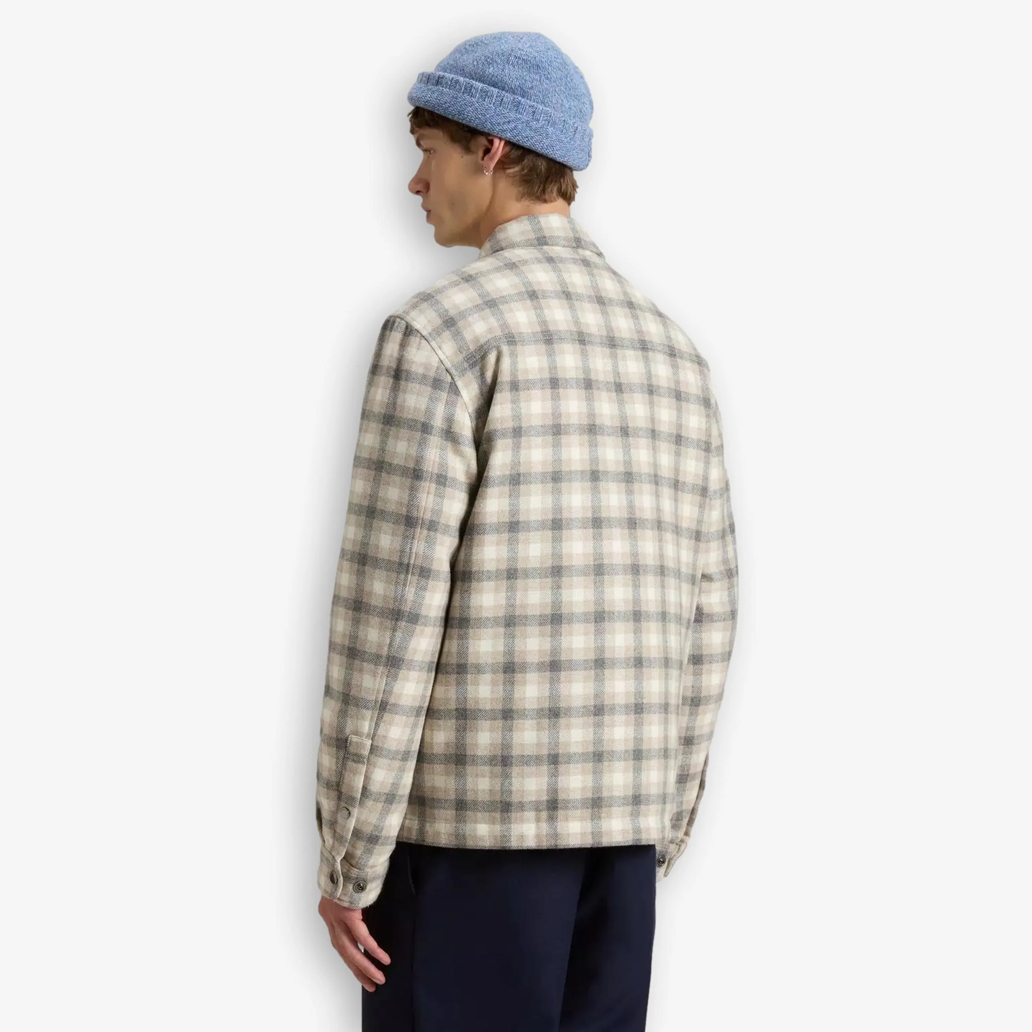 Alaskan Checked Wool Overshirt Beige - Image 3