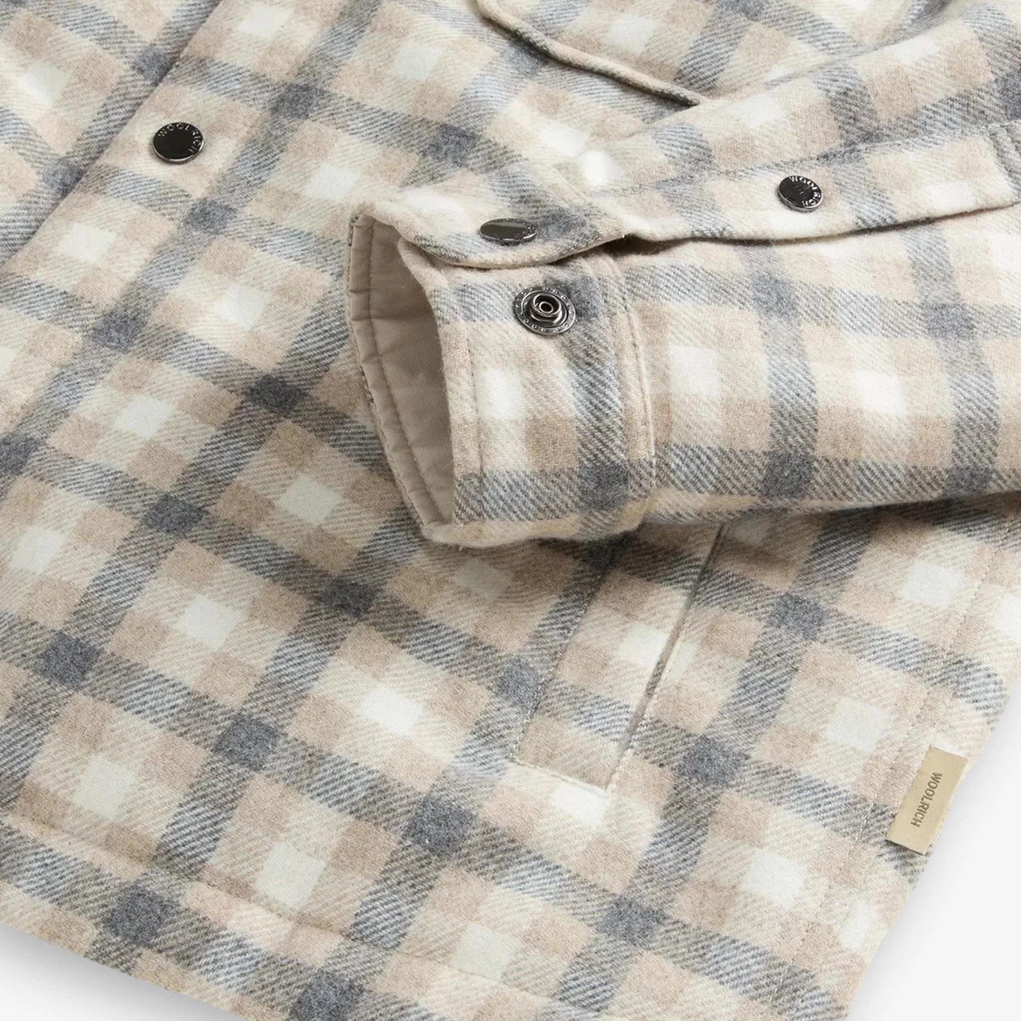 Alaskan Checked Wool Overshirt Beige - Image 7