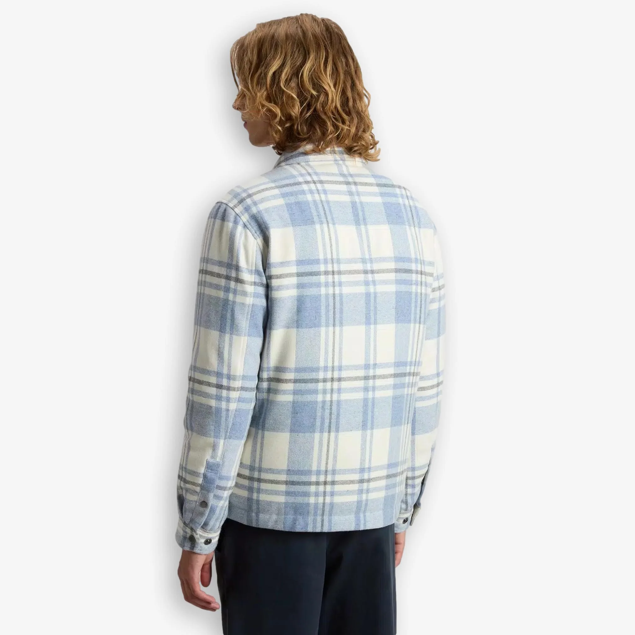 Alaskan Checked Wool Overshirt Blue - Image 3