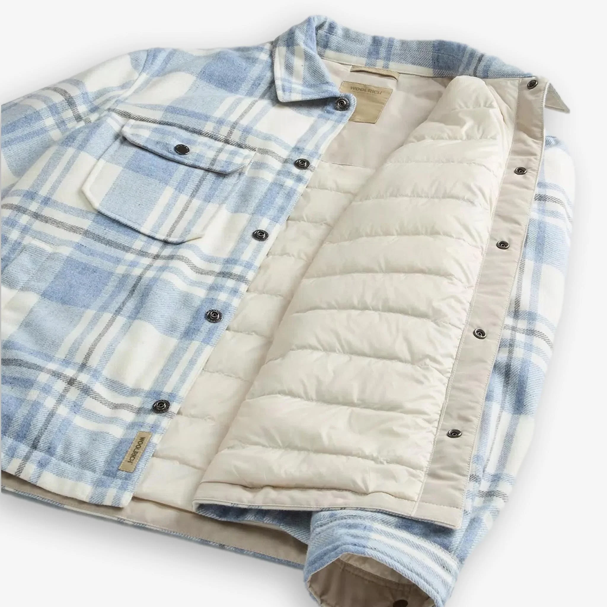 Alaskan Checked Wool Overshirt Blue - Image 8
